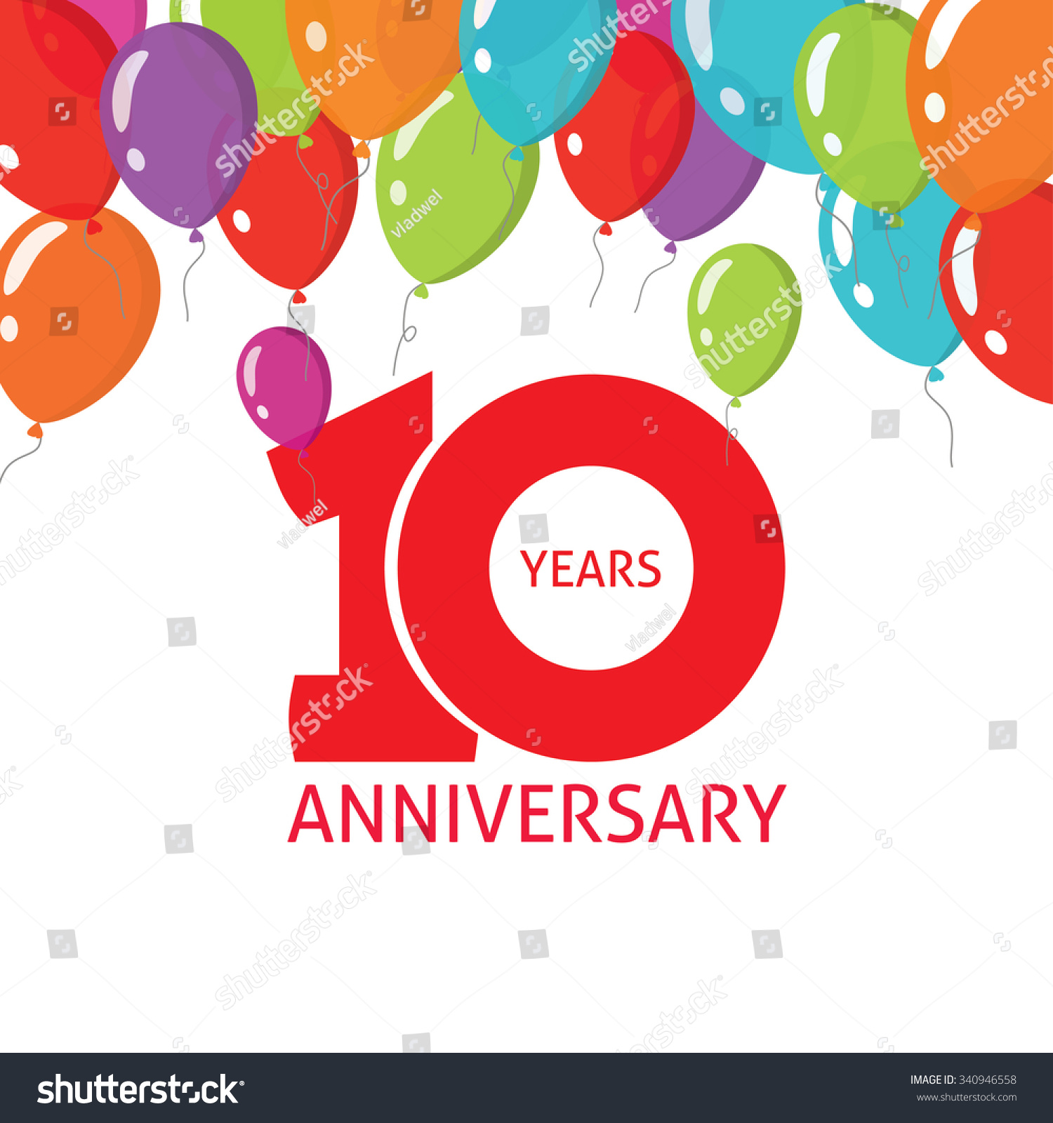 10th Anniversary Balloons Poster Number 1 Stock Vector (Royalty Free ...