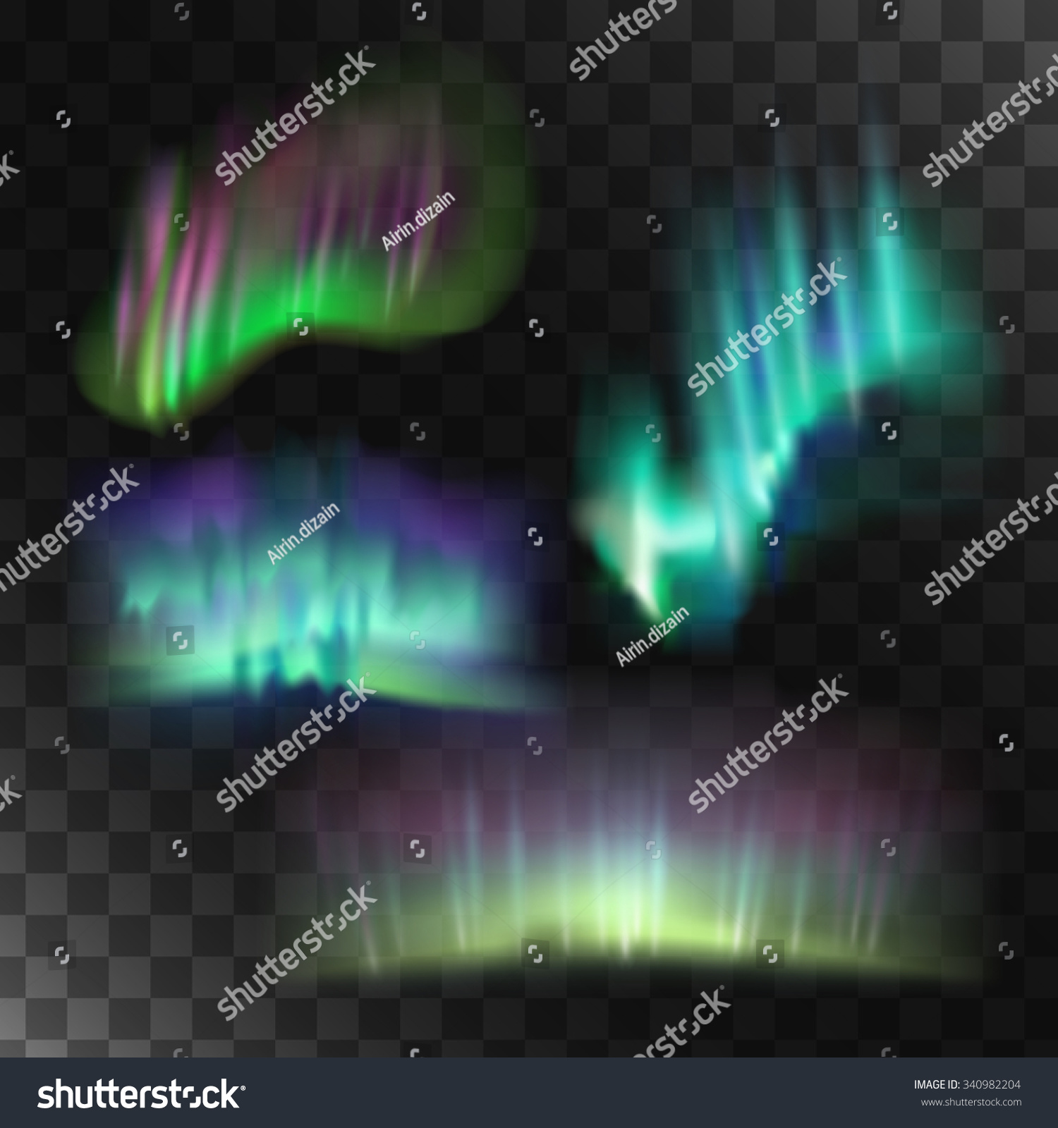 Northern Lights Vector Set Abstract Blue Stock Vector (Royalty Free ...