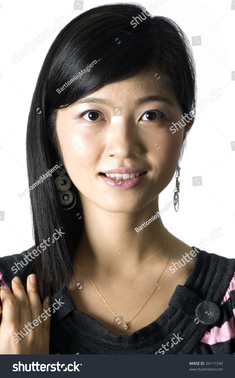 Smiling Chinese Girl Portrait Young Pretty Stock Photo 34111540