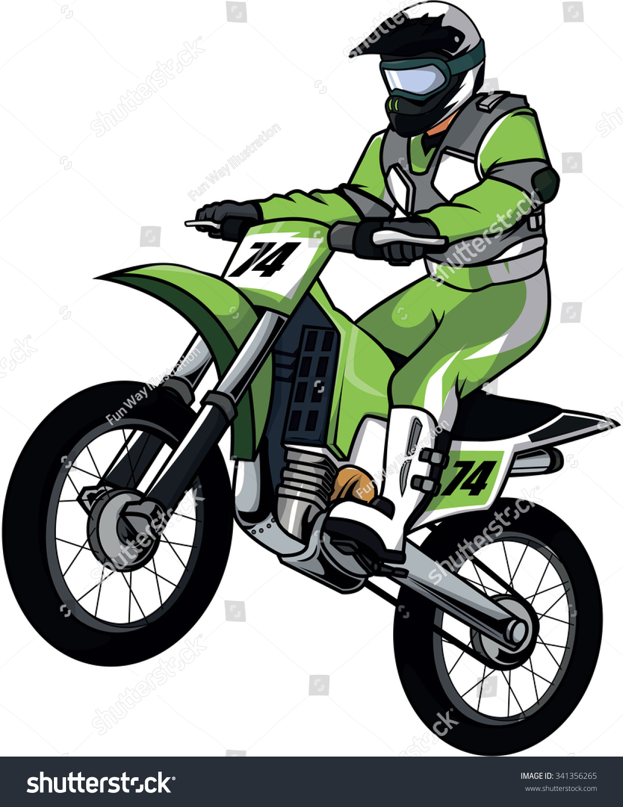 Зеленый мотоцикл нарисованный