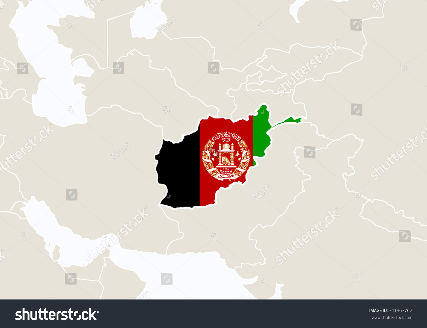 Asia Highlighted Afghanistan Map Vector Illustration Stock Vector ...