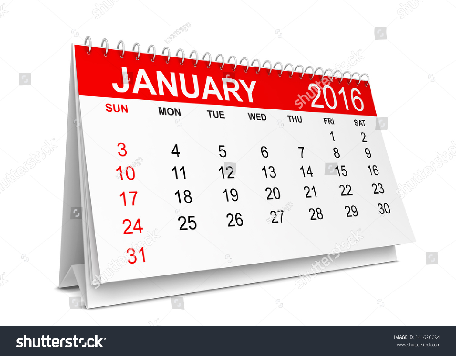 2016 Calendar Week Starts Sunday 3d Stock Illustration 341626094 ...