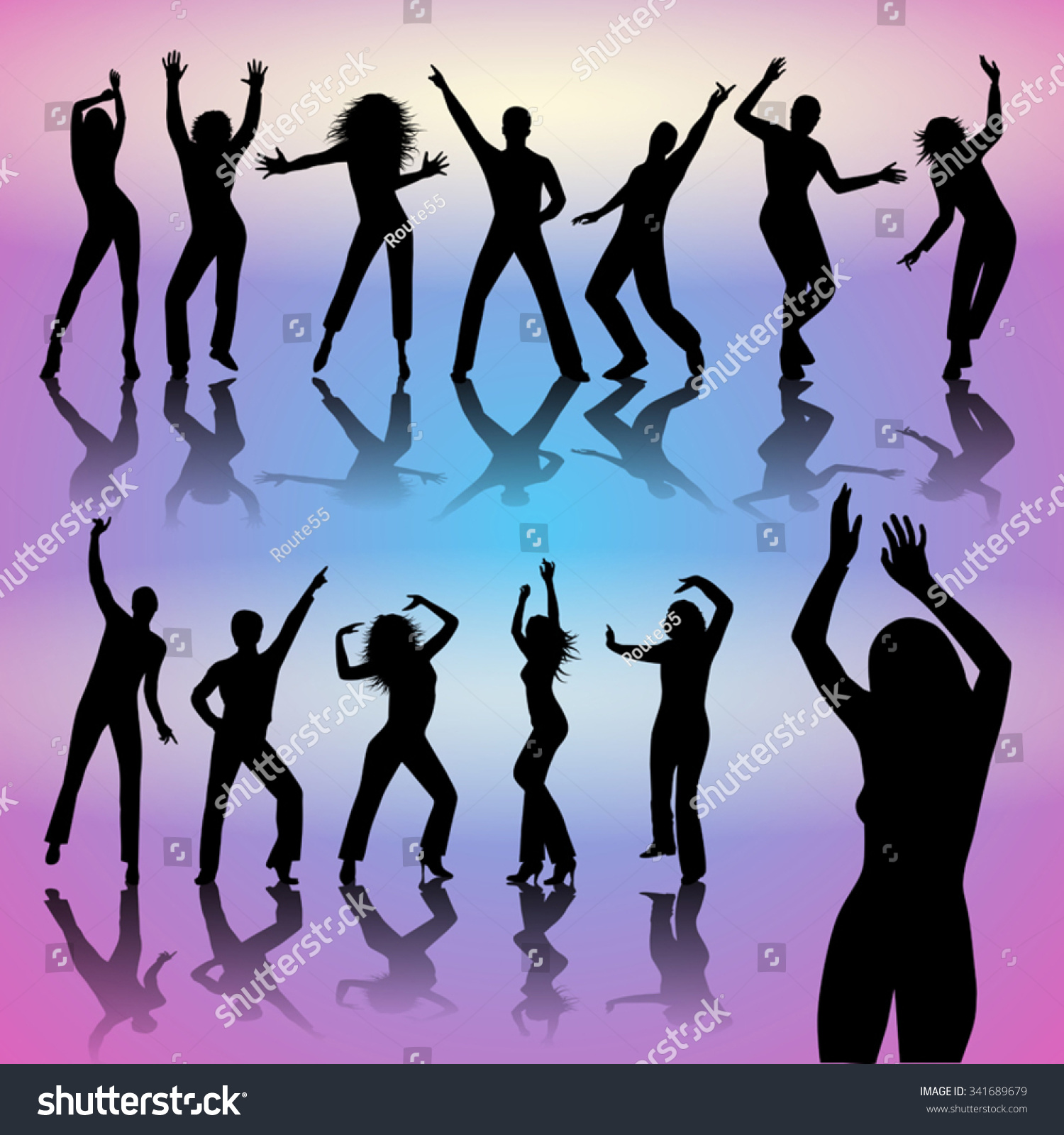 Silhouettes Dancing People Isolated On Background Stock Vector (Royalty ...