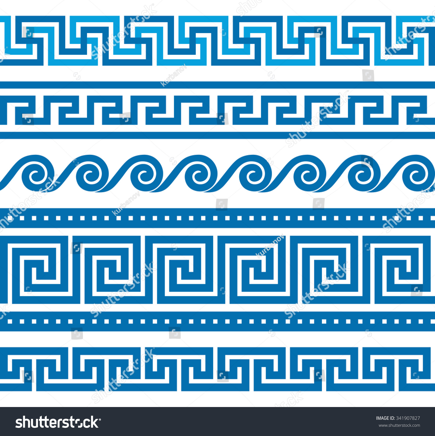 Collection Vector Antique Greek Border Ornaments Stock Vector (Royalty ...