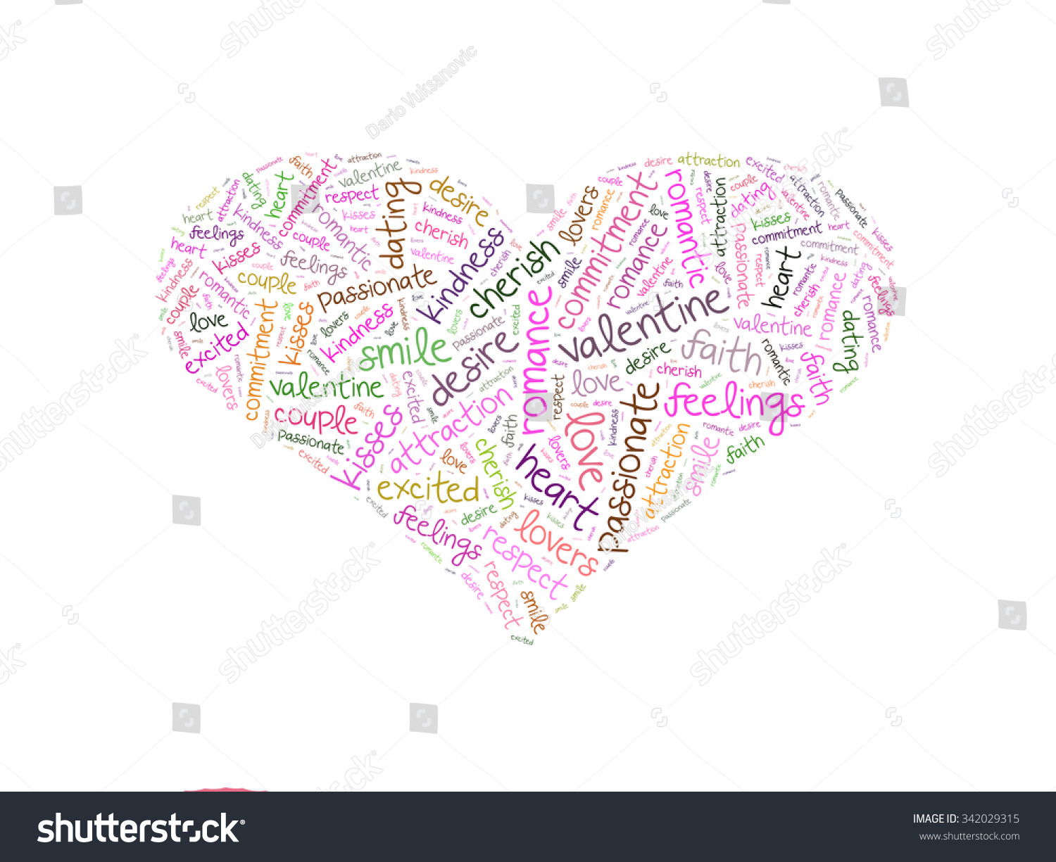 Heart shape word cloud made words stock illustration 342029315