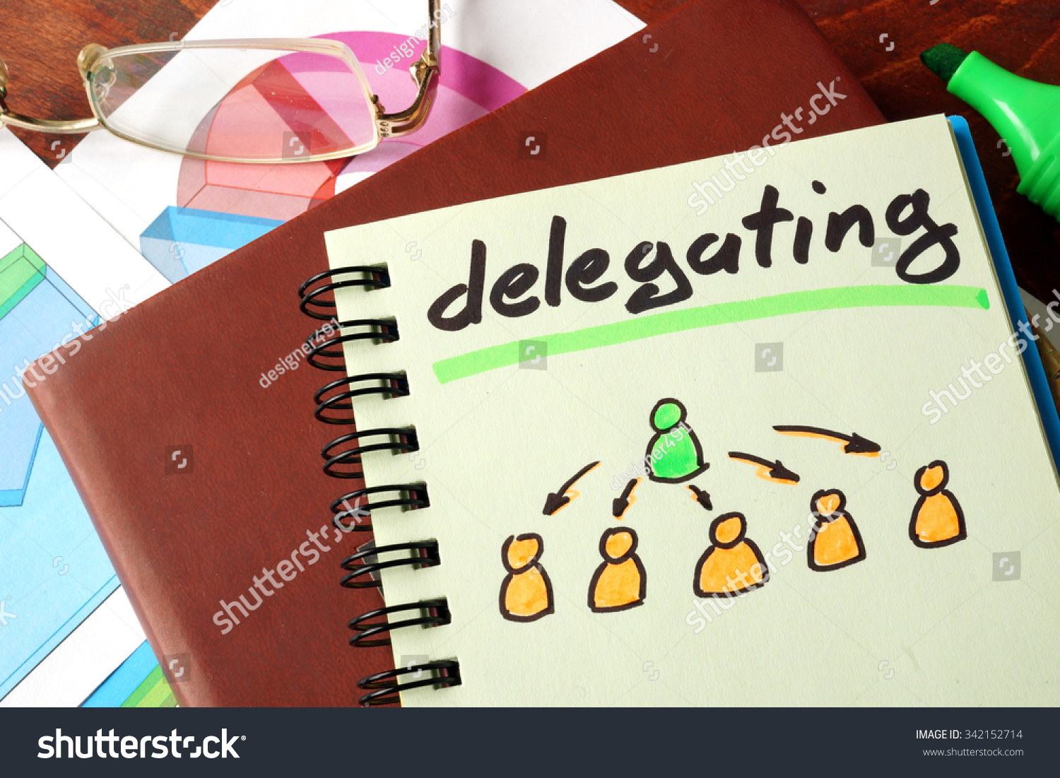 Notebook Delegating Sign Business Concept Stock Photo 342152714 