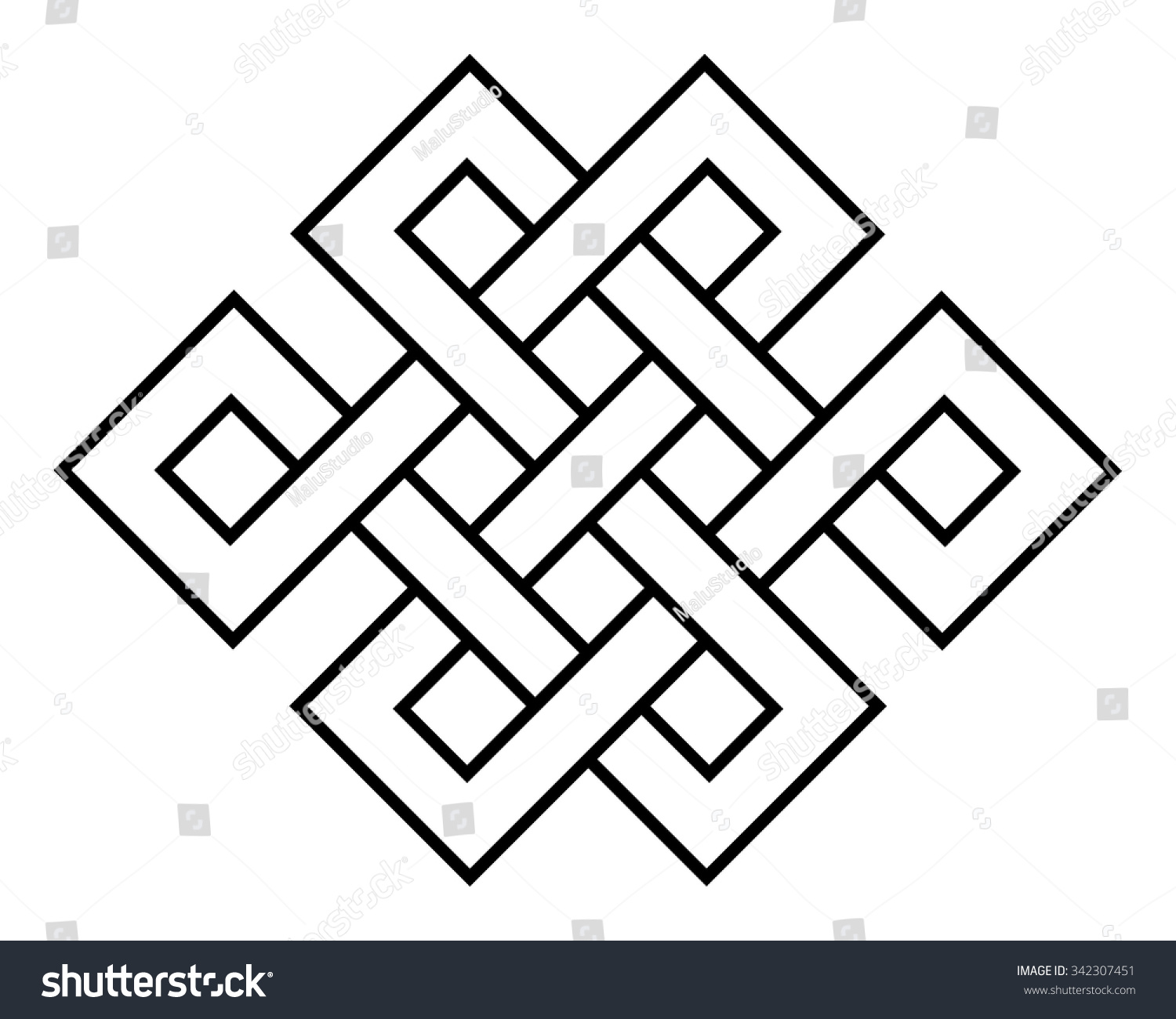 Endless Outline Knot Tibet Eternal Buddhism Stock Vector (Royalty Free ...