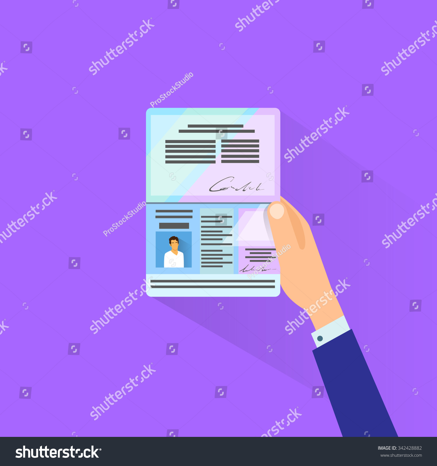 Passport Flat Icon Businessman Hand Hold Stock Vector Royalty Free 342428882 Shutterstock