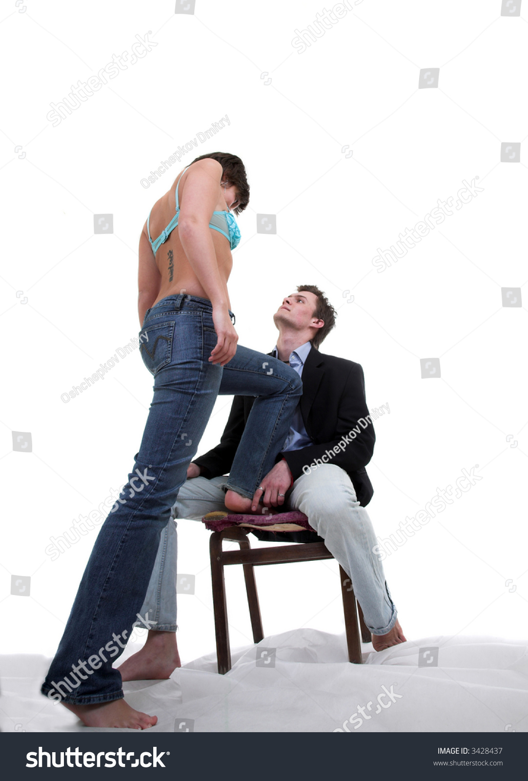 Sitting Man Woman Strips Isolated On