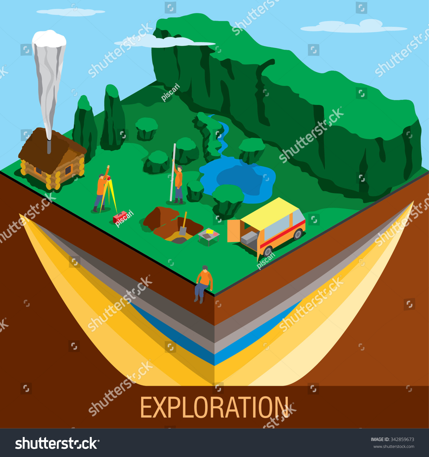 Geologists Studying Minerals Ground Stock Vector (Royalty Free ...