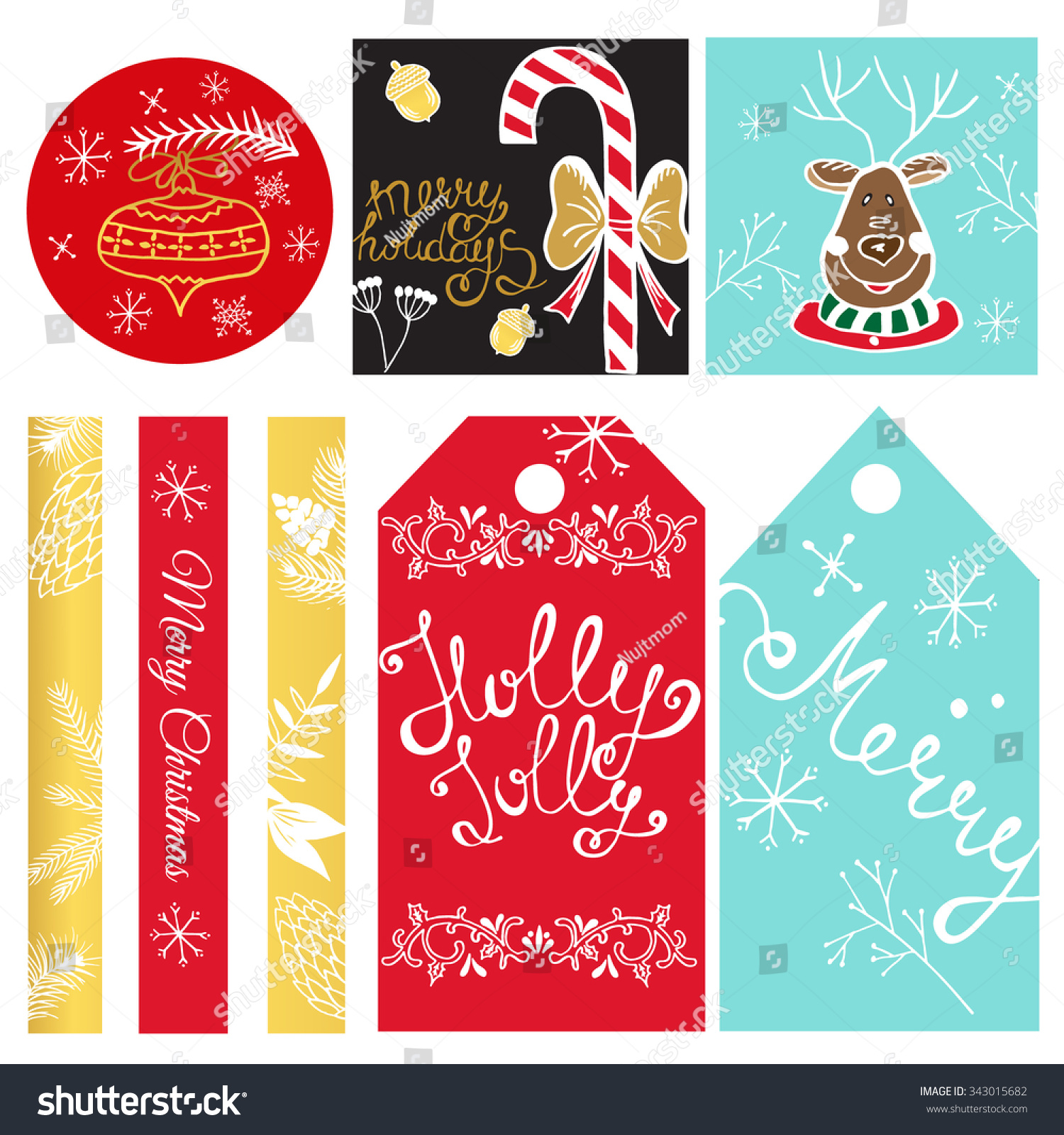 Christmas Gift Tags Labels Christmas Stickers Stock Vector ...