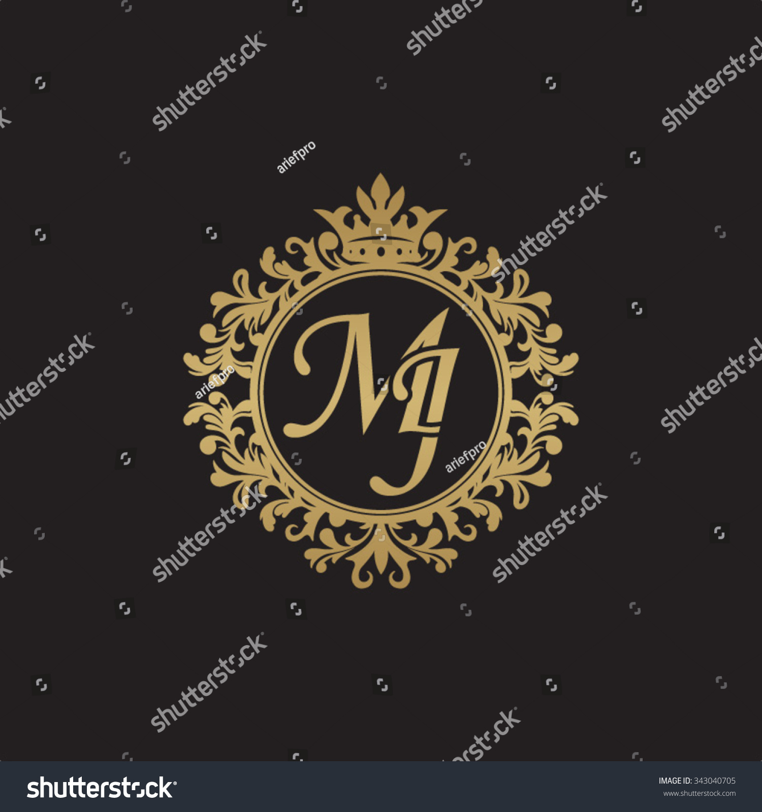 Mj Initial Luxury Ornament Monogram Logo Stock Vector (Royalty Free ...