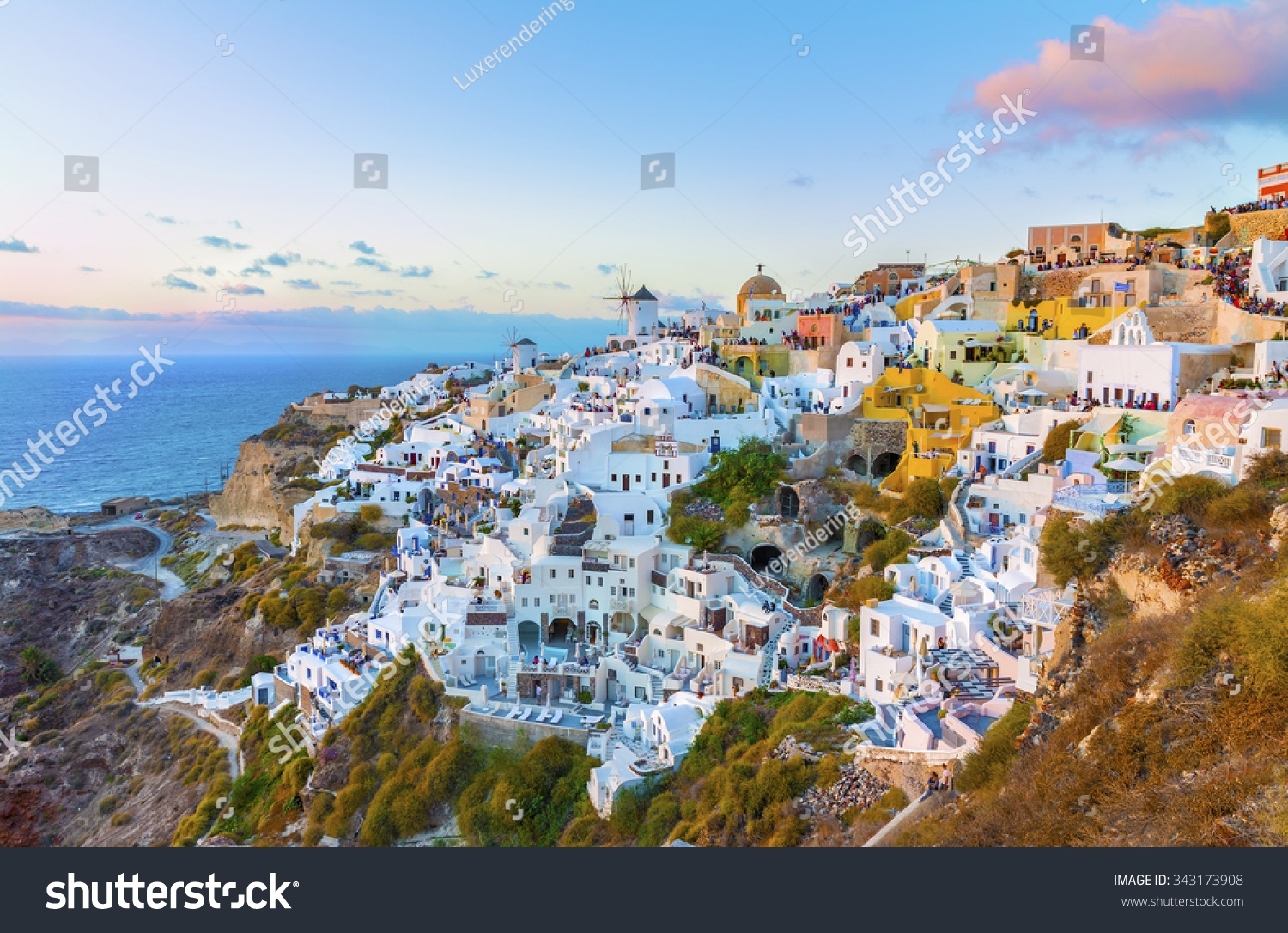 Charming Oia Village Last Rays Sunsetpanoramic Stock Photo 343173908 ...