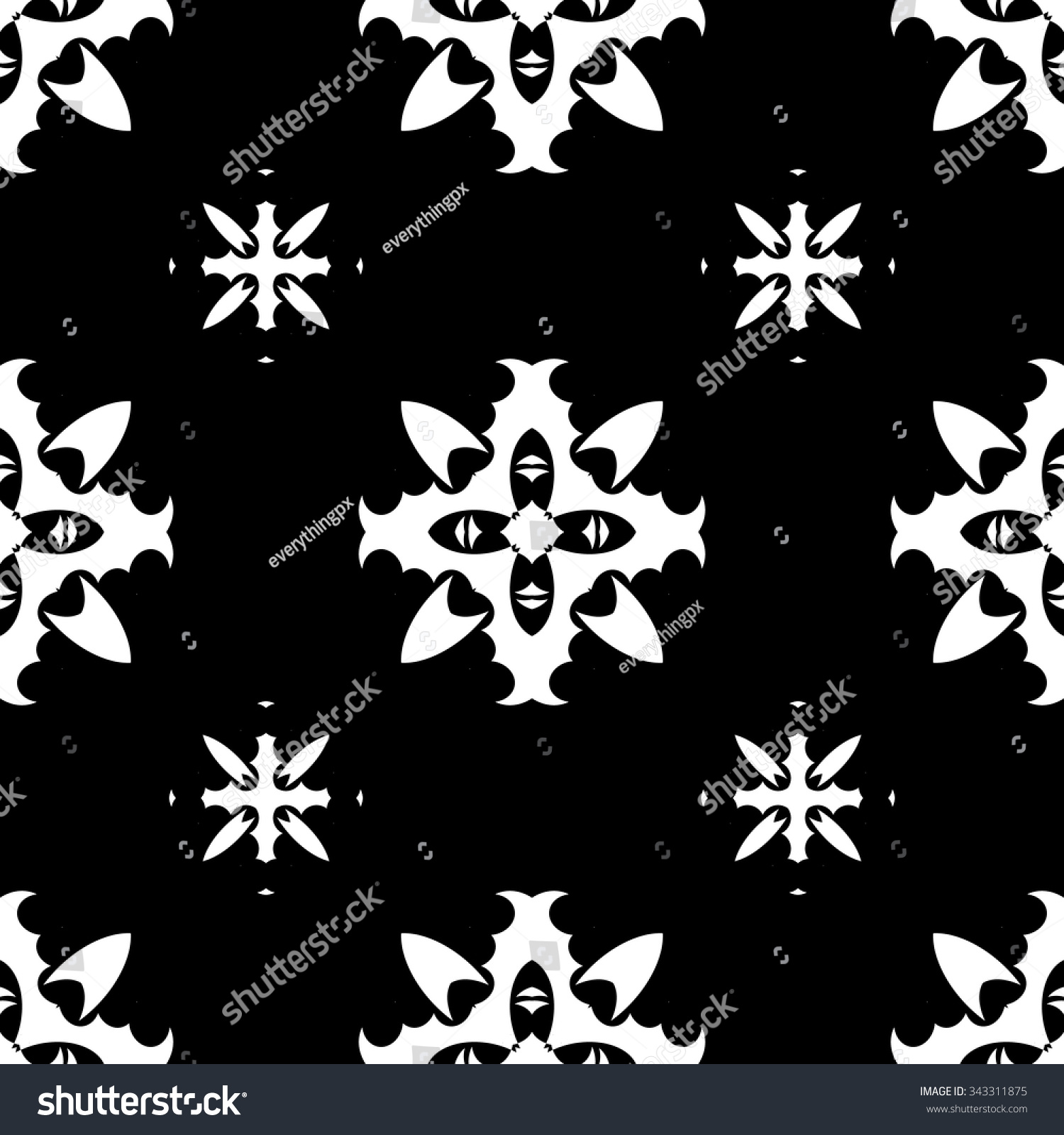 Black White Vector Seamless Pattern Seamless Stock Vector (Royalty Free