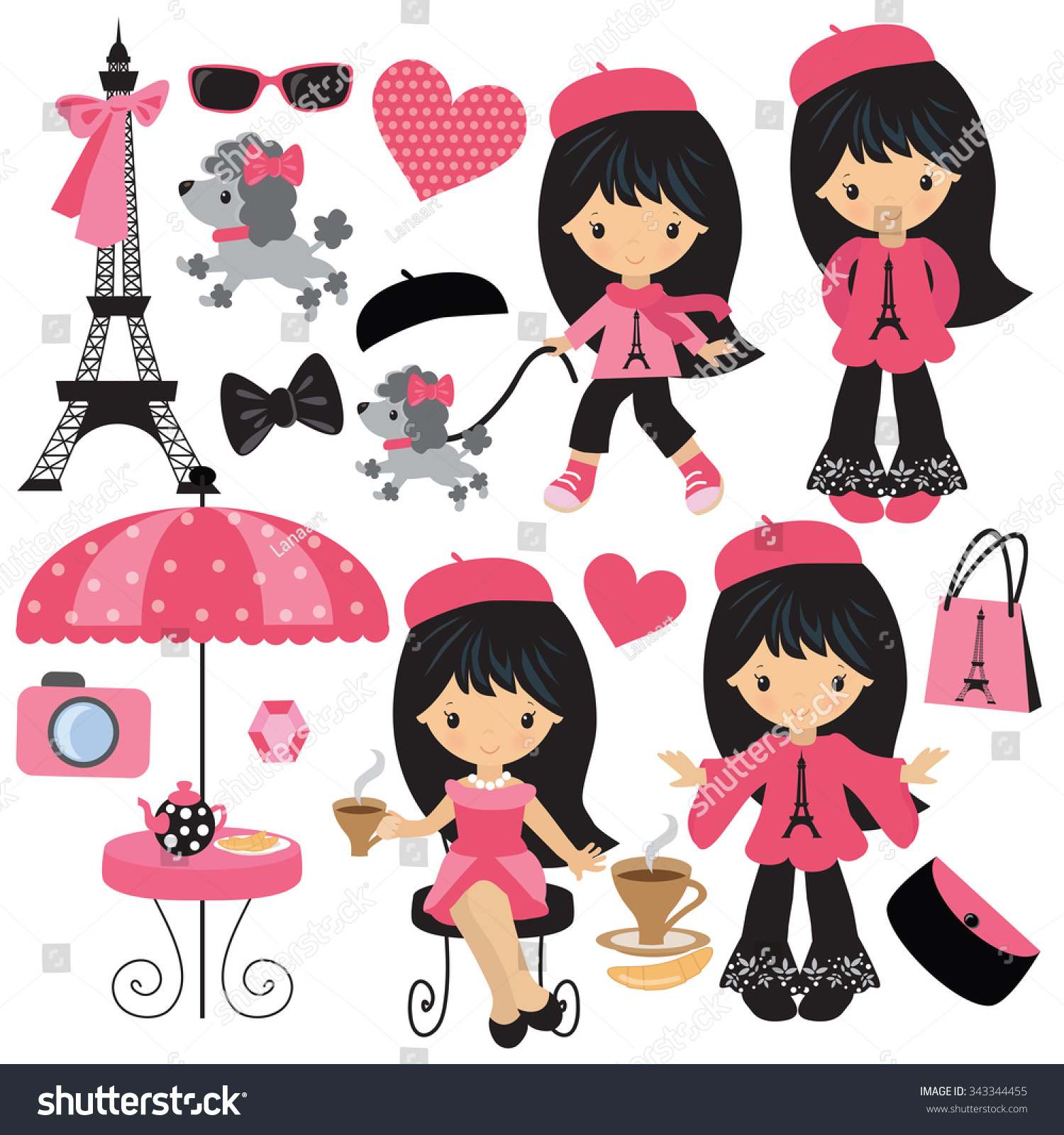 French Girl Vector Illustration Stock Vector (Royalty Free) 343344455 ...