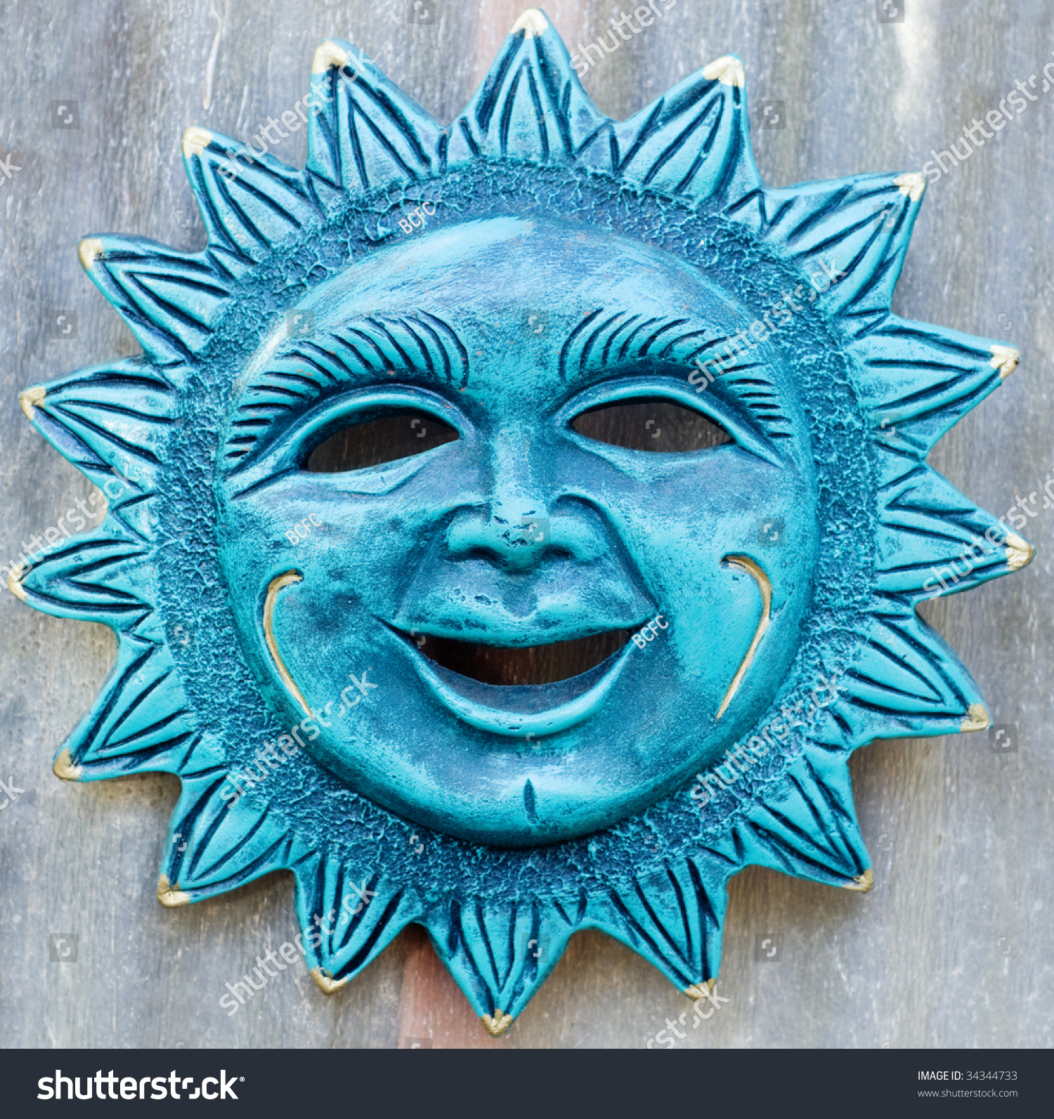 Стоковая фотография 34344733: Terracotta Mexican Sun Smile Symbol Shutterst...