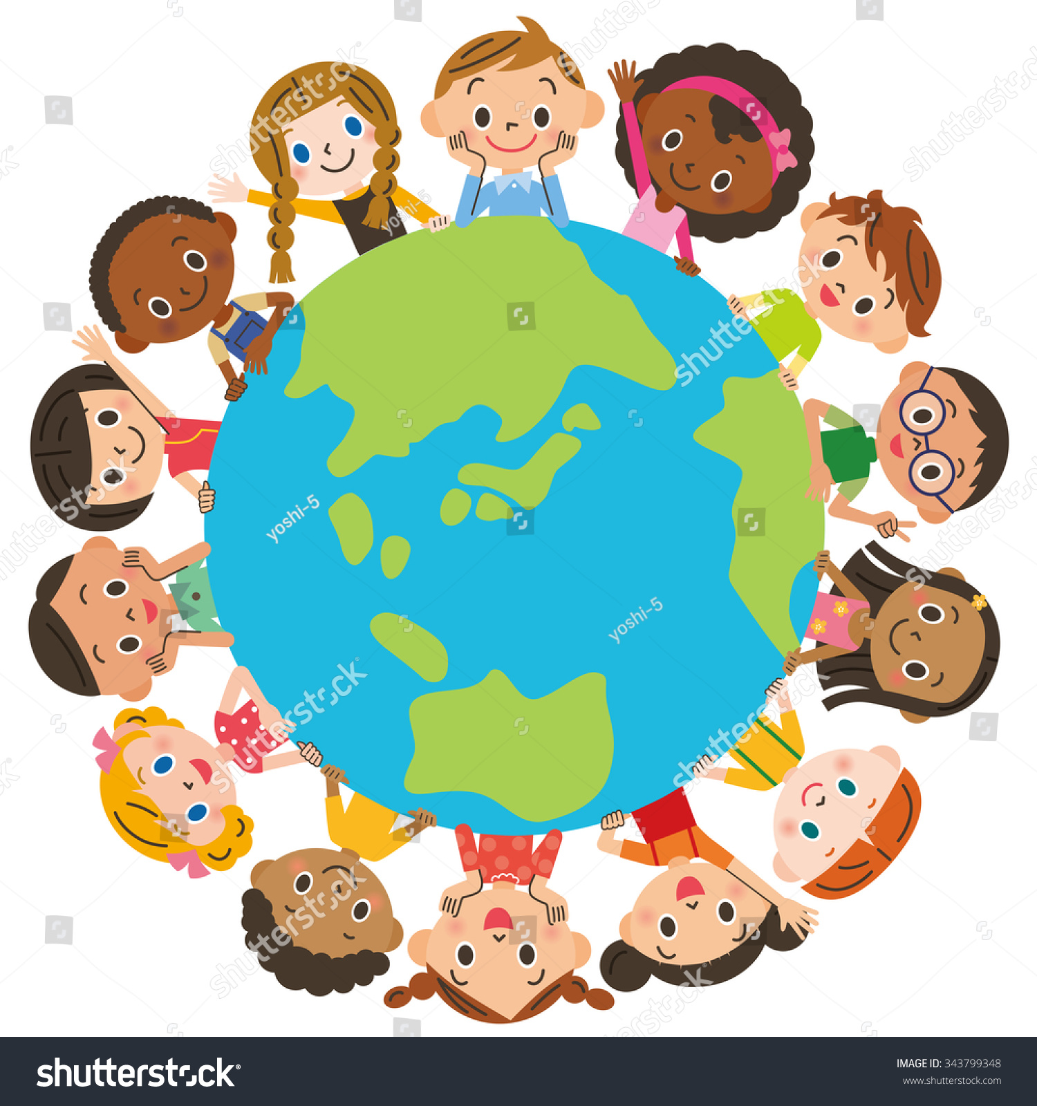 Children Around Earth Stock Vector (Royalty Free) 343799348 | Shutterstock