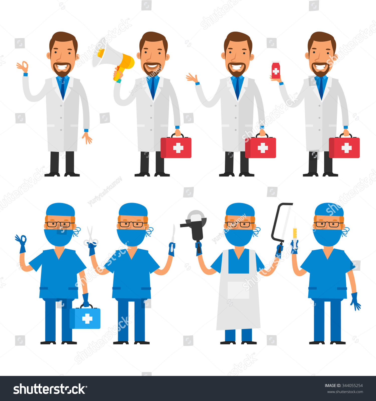 Set Characters Doctor And Surgeon Stock Vector   Illustration Of Full