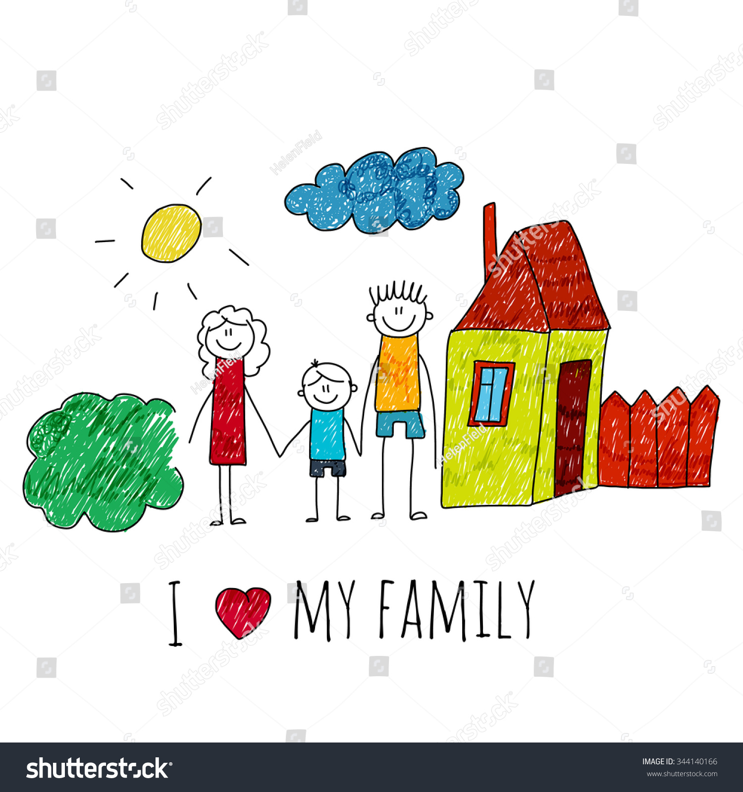 Vector Image Happy Family House Kids Stock Vector (Royalty Free ...