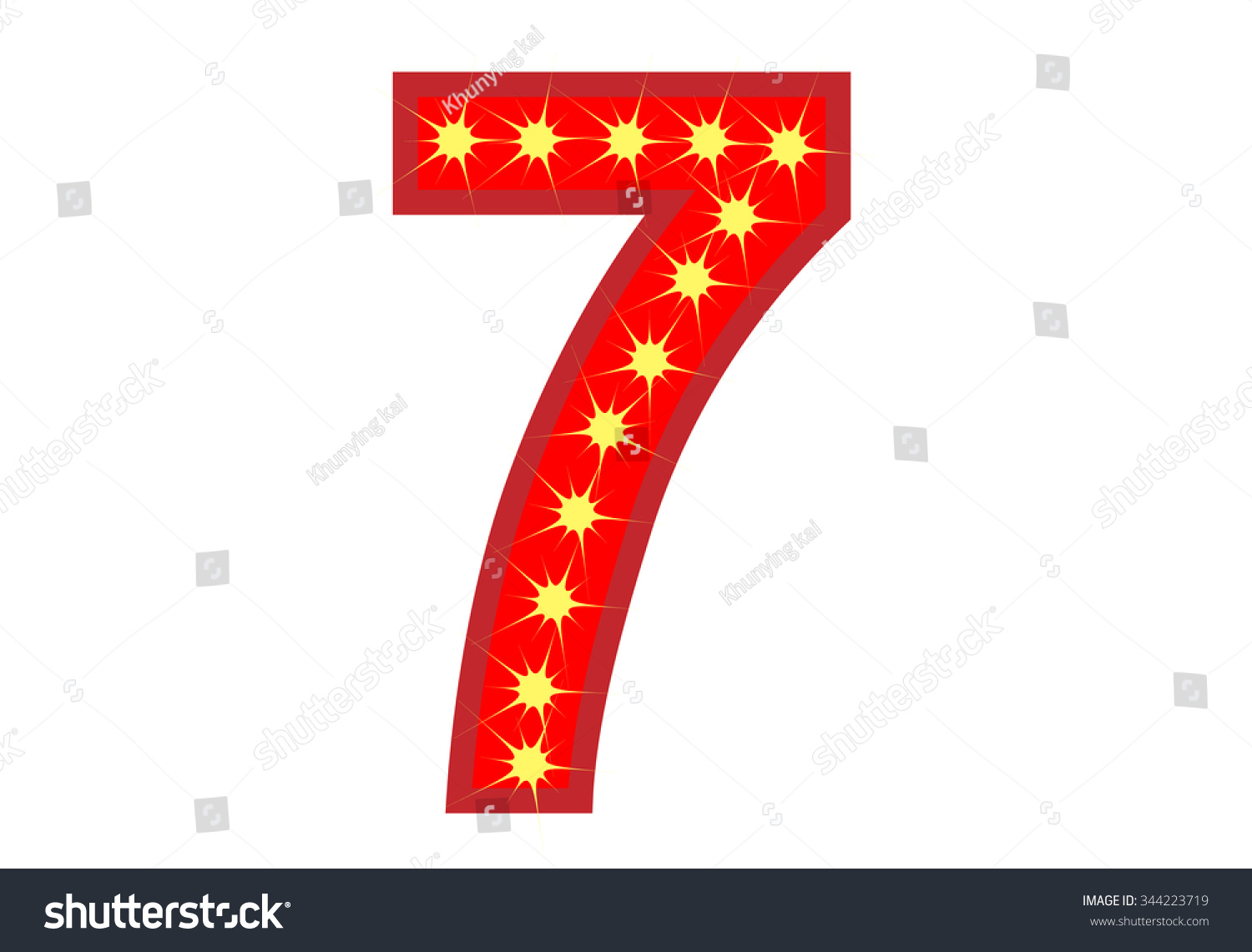Red Number 7 Yellow Star Vector Stock Vector (Royalty Free) 344223719 ...