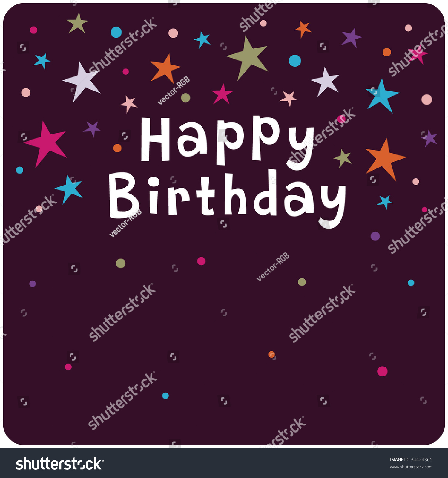 Vector Star Background Birthday Card Design Stock Vector (Royalty Free ...