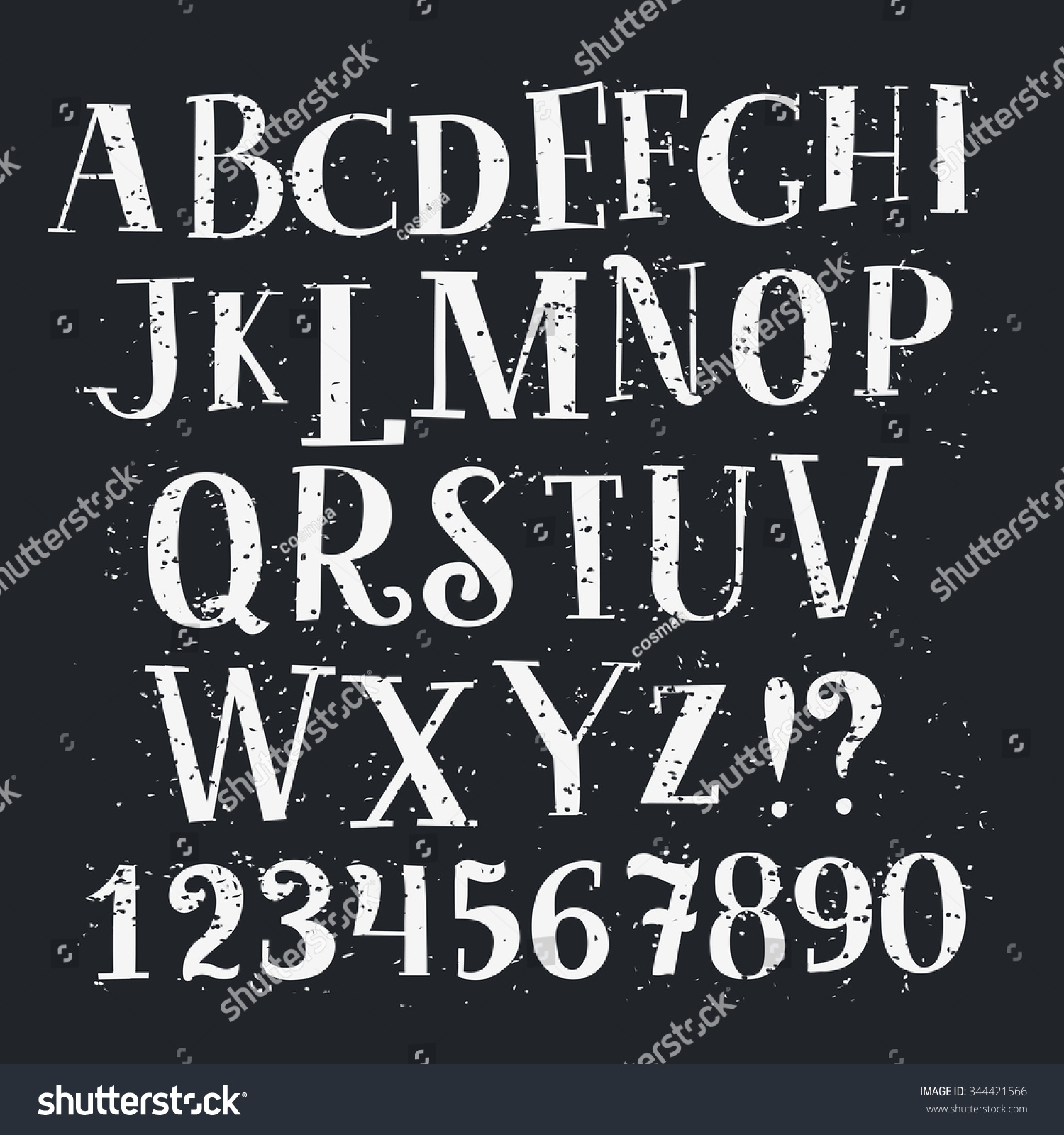 Vector Alphabet Numbers Set Handwriting White Stock Vector (Royalty ...