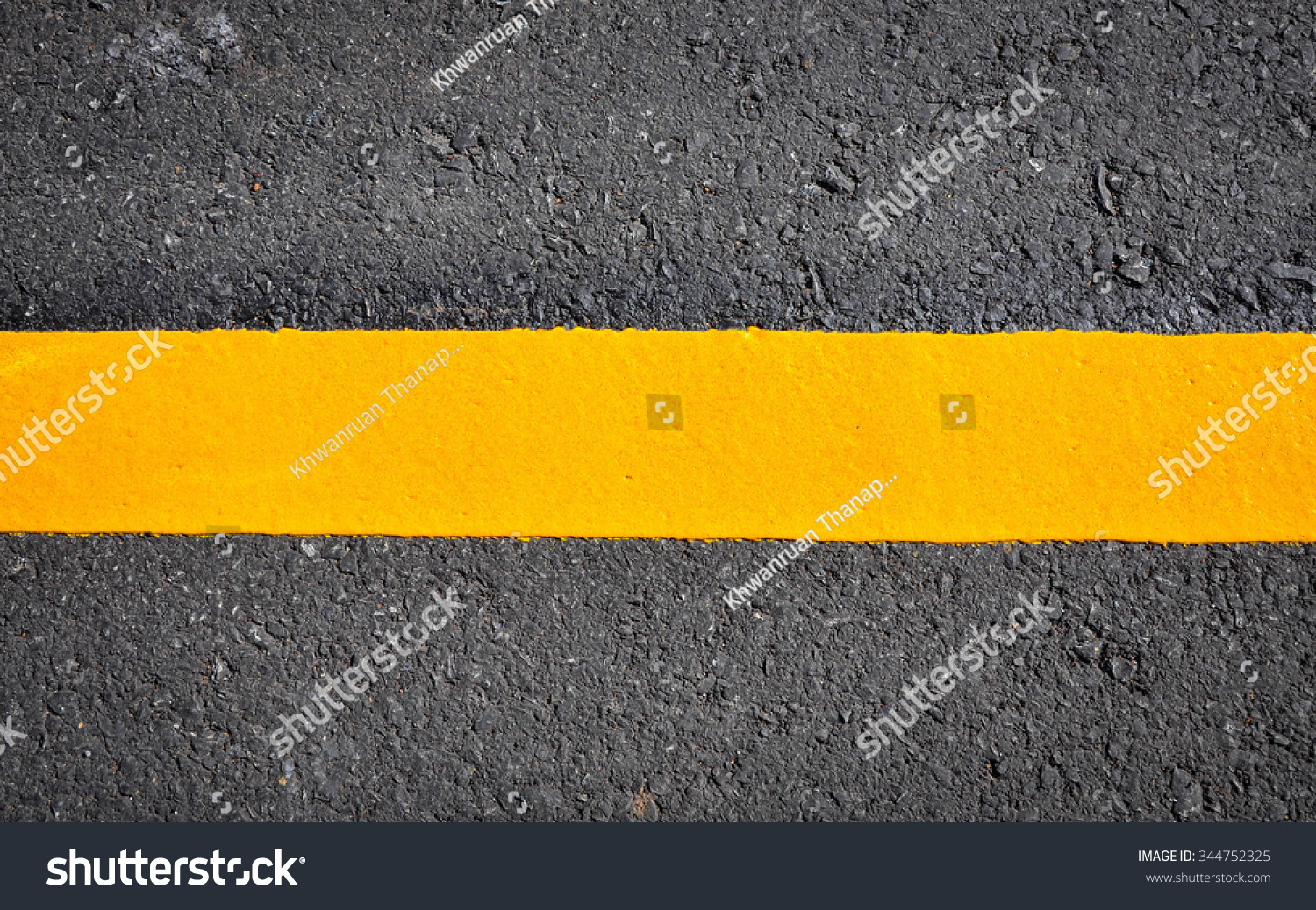 Yellow Line On Asphalt Road Texture Stock Photo 344752325 