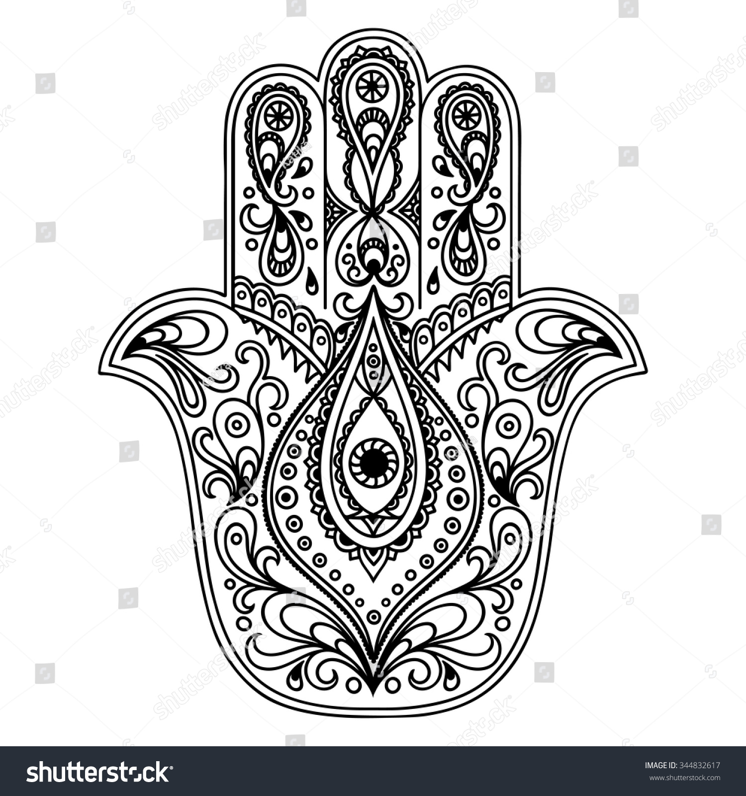 Hamsa Hand Drawn Symbol Decorative Pattern Stock Vector (Royalty Free ...