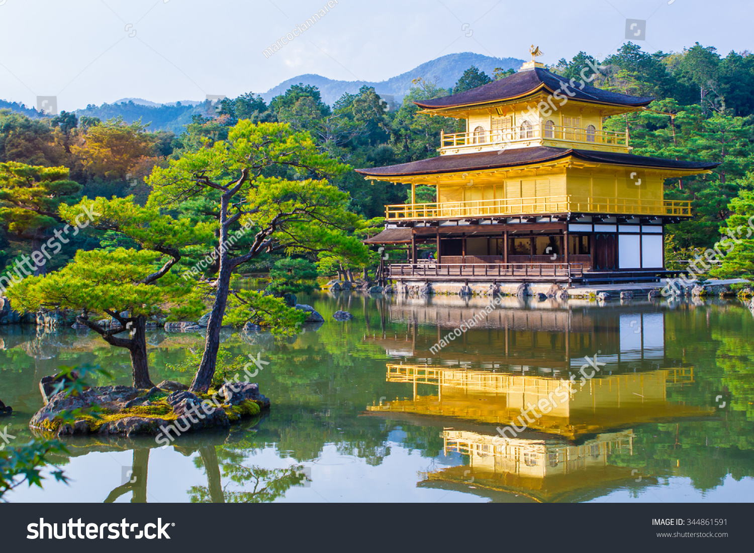 Kinkakuji Golden Pavilion Zen Buddhist Temple Stock Photo 344861591 ...