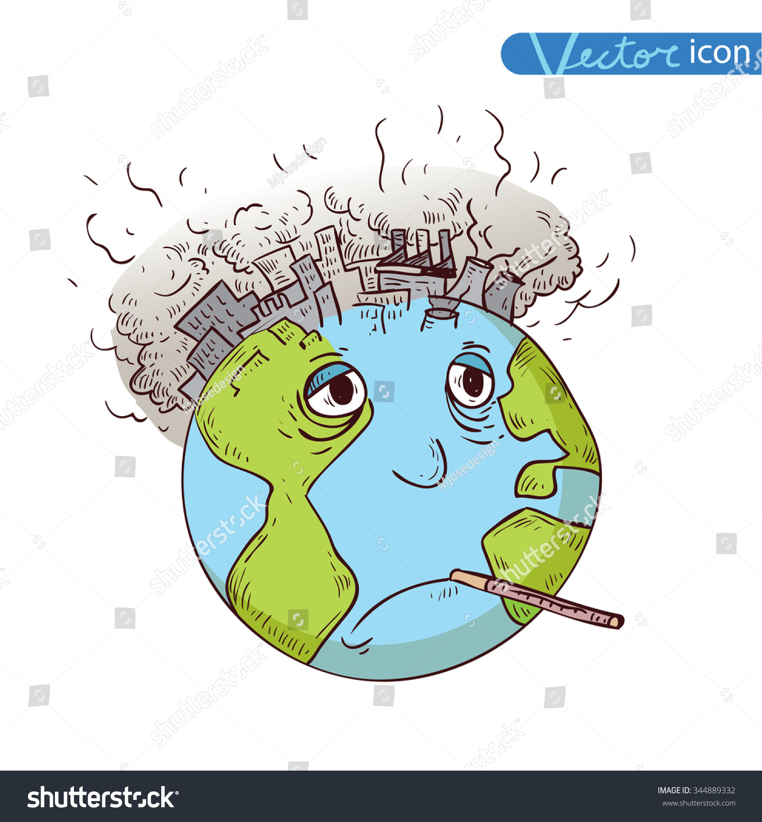 Earth Pollution Vector Stock Vector (Royalty Free) 344889332 | Shutterstock