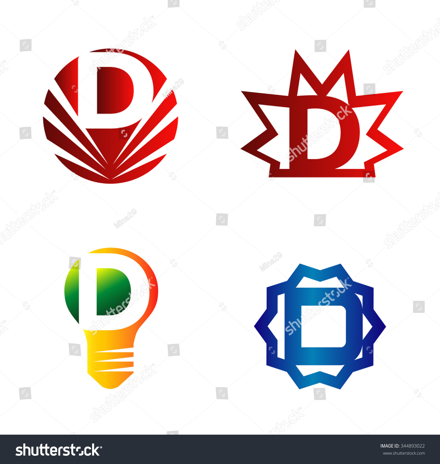 Set Alphabet Symbols Elements Letter D Stock Vector (Royalty Free