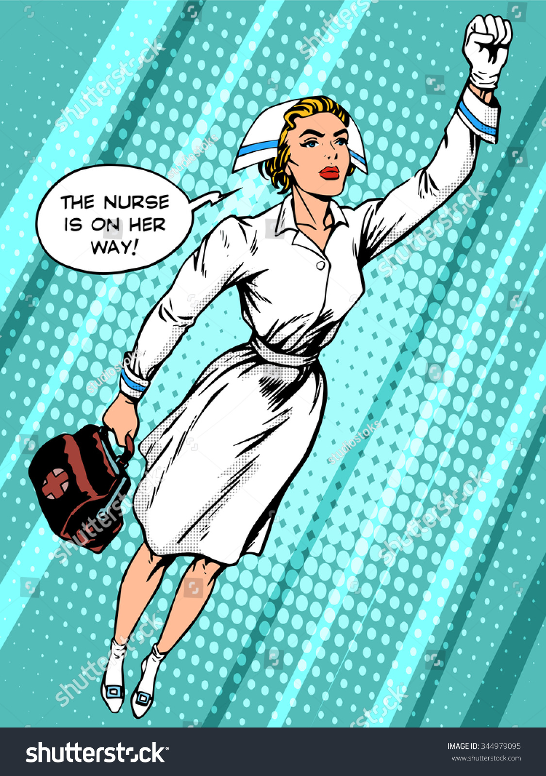 Super Hero Nurse Flies Rescue Pop: стоковая векторная графика (без лицензио...