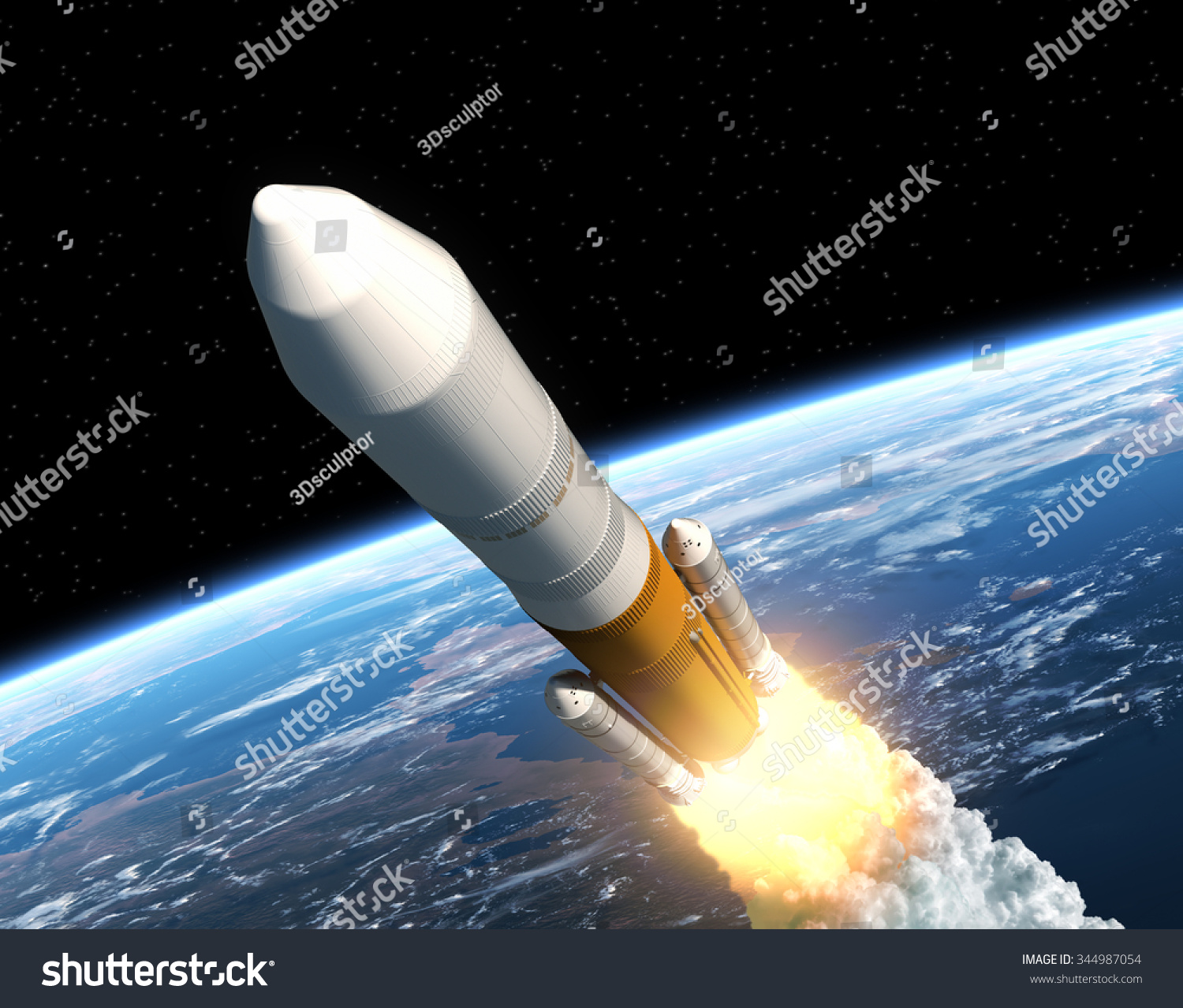 Cargo Launch Rocket Launch 3d Scene Stock Illustration 344987054 ...