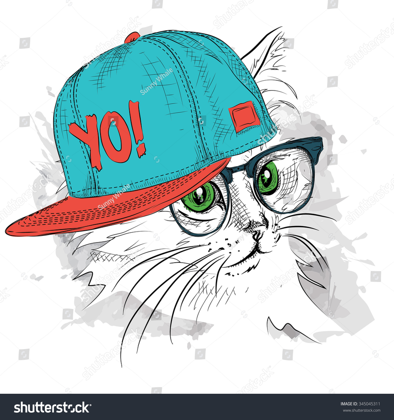 Крутой кот в очках и кепке