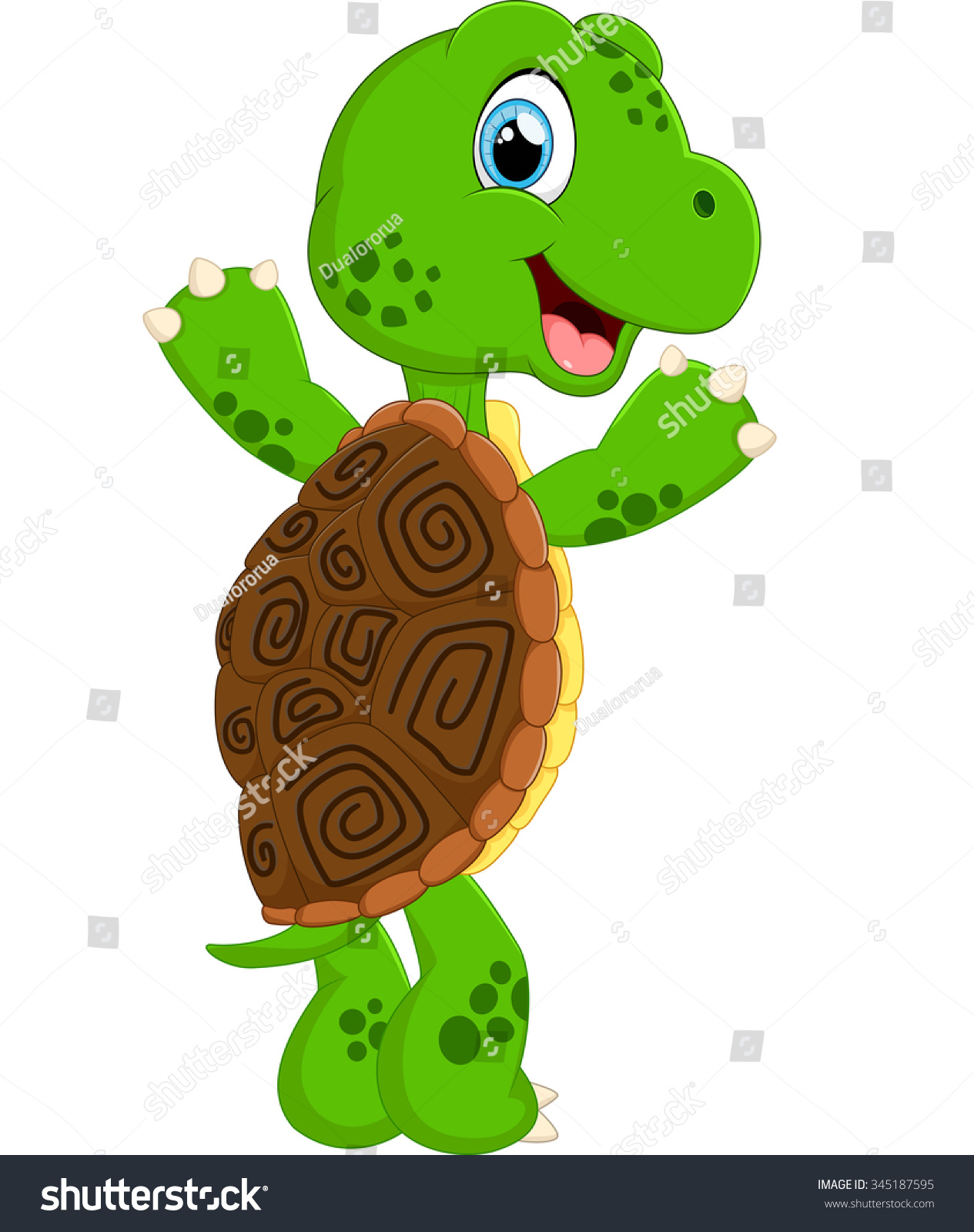 Cute Turtle Cartoon Posing Stock Vector (Royalty Free) 345187595 ...