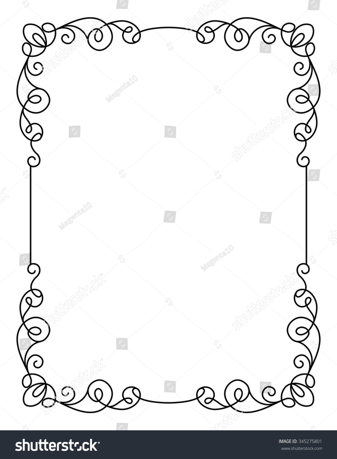 Calligraphic Rectangle Frame Simple Frame Ornament Stock Vector ...