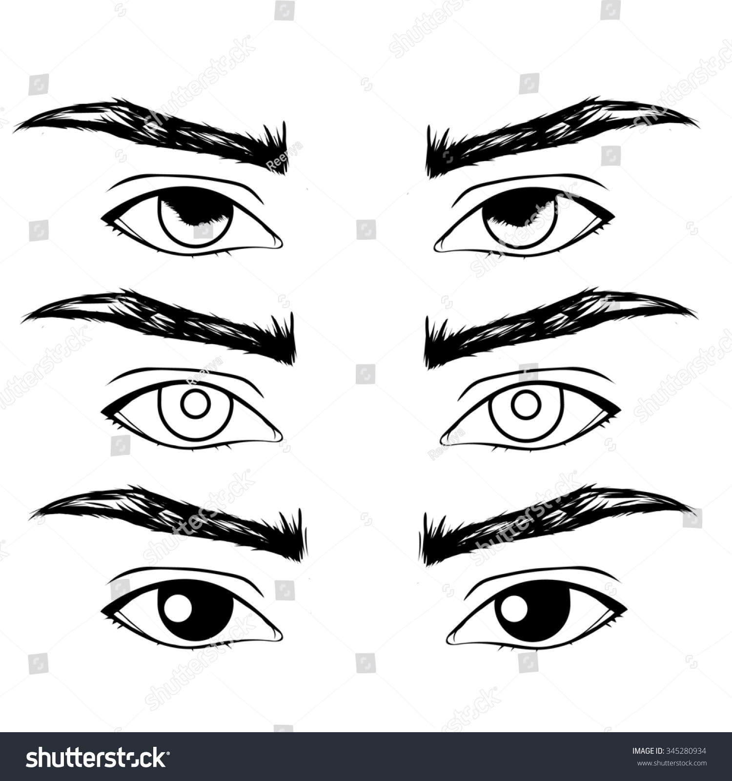 Трафареты глаза мужские