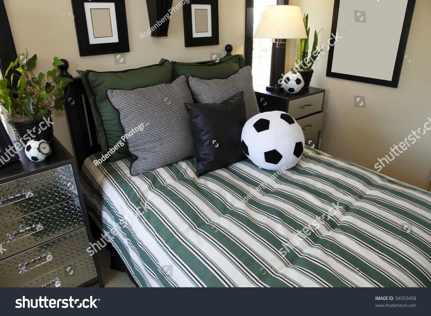 Kids Bedroom Contemporary Furniture Soccer Decor Stock Photo 34553458   Stock Photo Kids Bedroom With Contemporary Furniture And Soccer Decor 34553458 