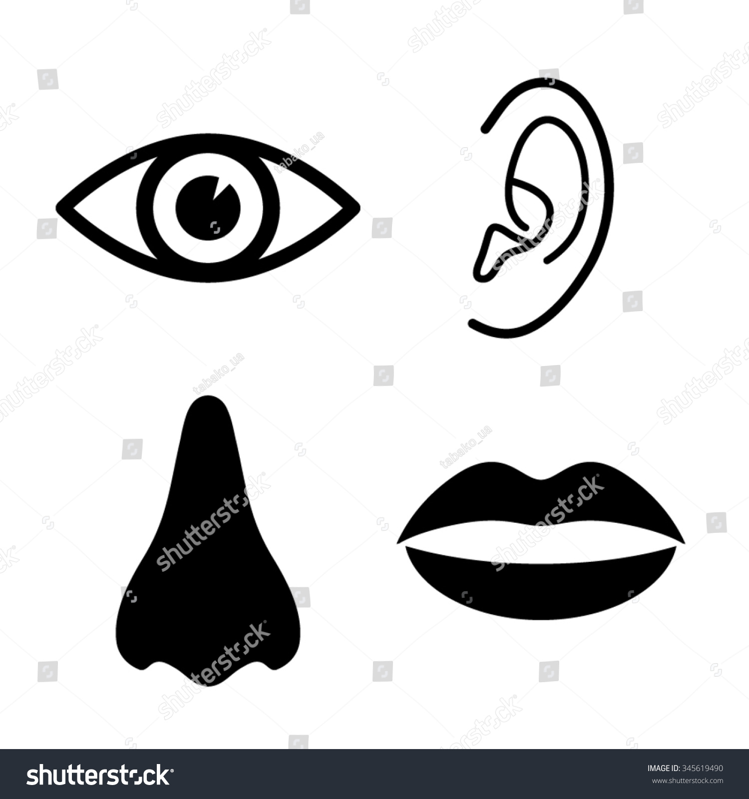 Collection Body Parts Nose Eye Lips Stock Vector (Royalty Free ...