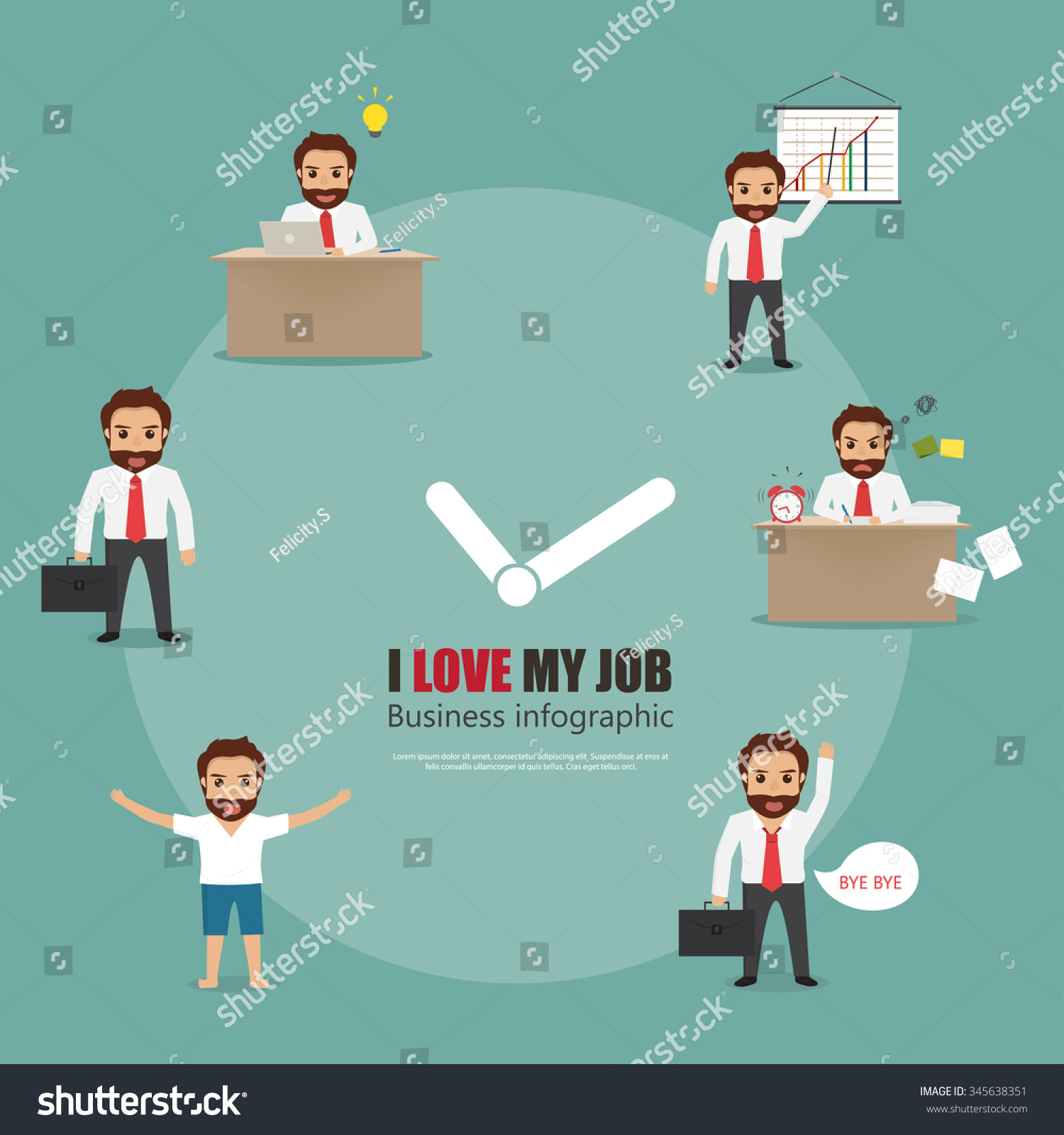 Routine Business Man Office Work People Stock Vector (Royalty Free ...