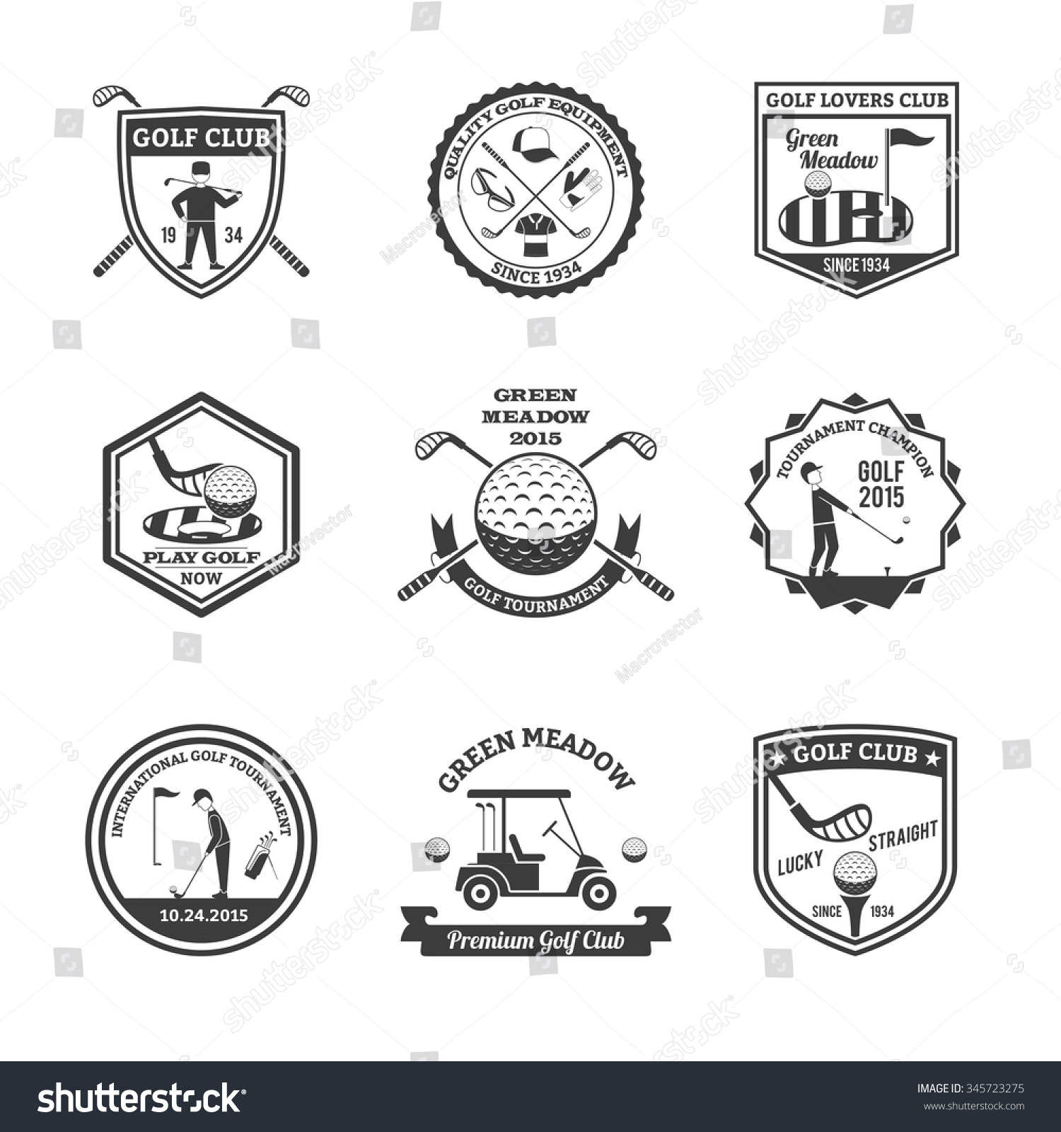 Golf Black White Emblems Set Golf Stock Vector (Royalty Free) 345723275 ...