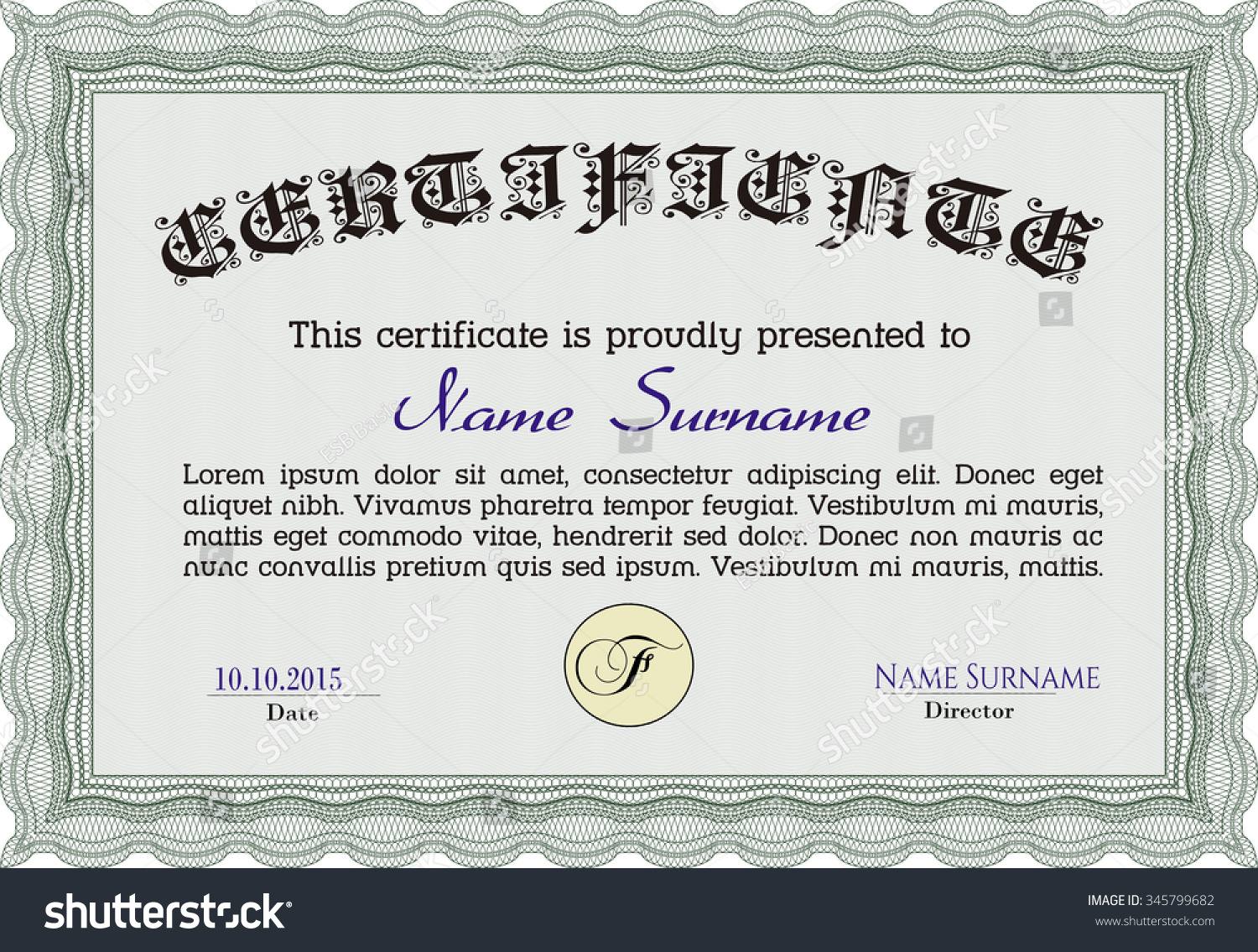 Sample Certificate Diploma Detailednice Design Background Stock Vector ...