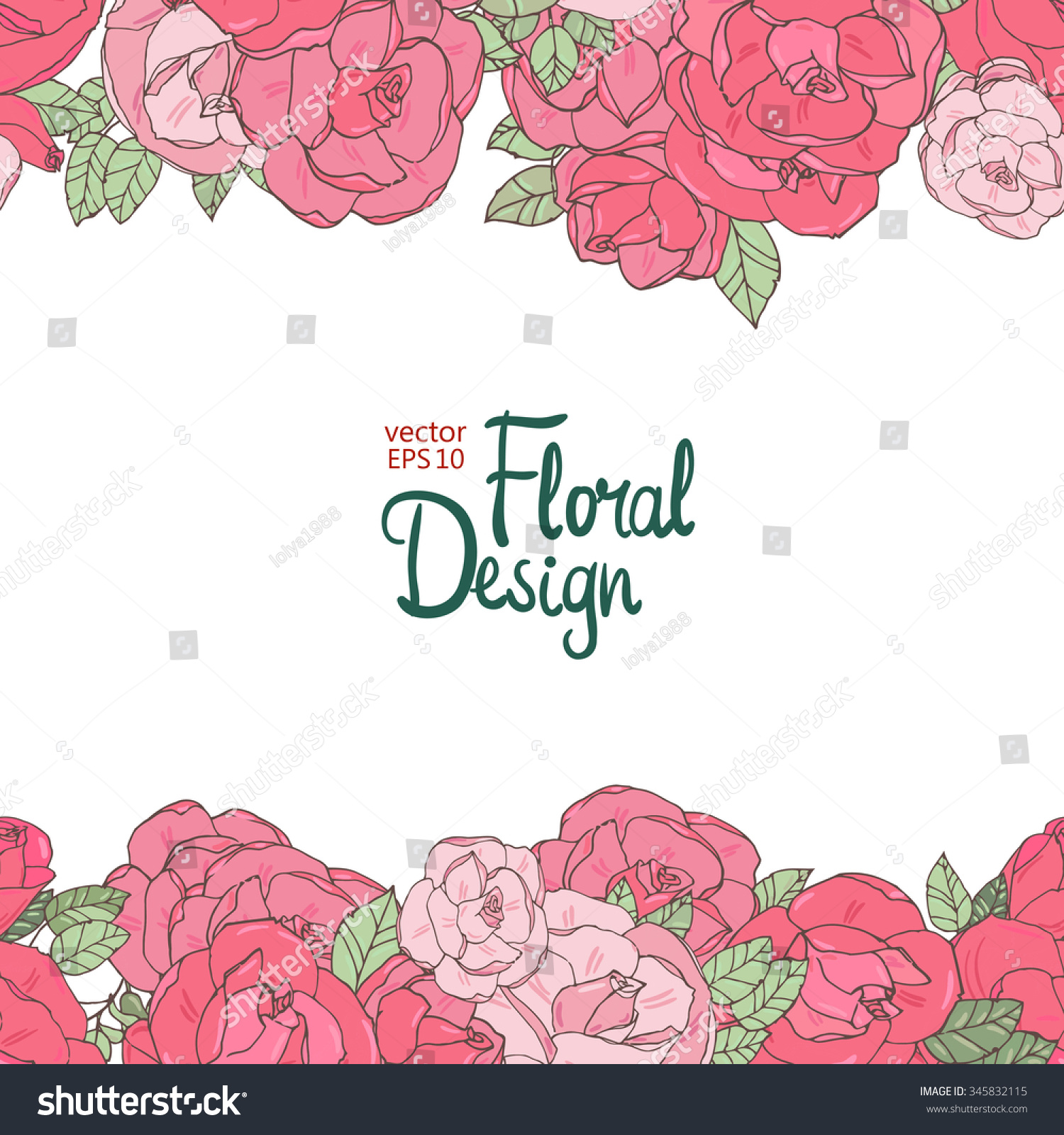 Vector Floral Frame Hand Drawn Pink Stock Vector (Royalty Free ...