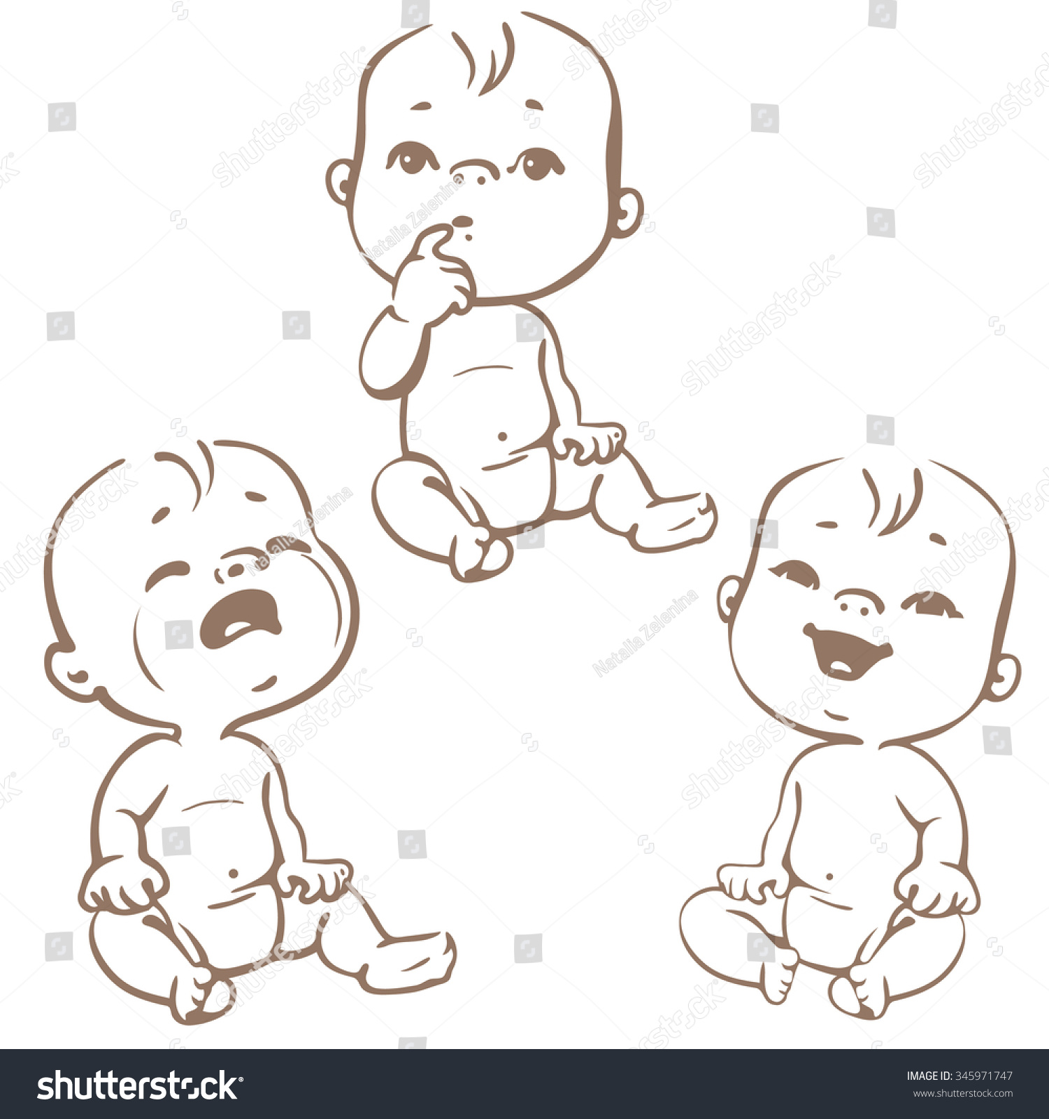 Set Baby Emotion Icons Face Expressions Stock Vector (royalty Free 