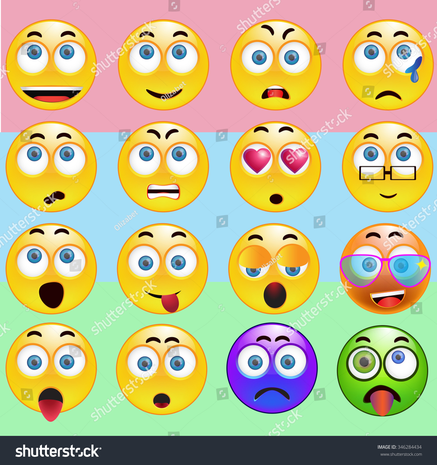 Yellow Classic Emoticon Set Isolated Stock Vector (Royalty Free ...