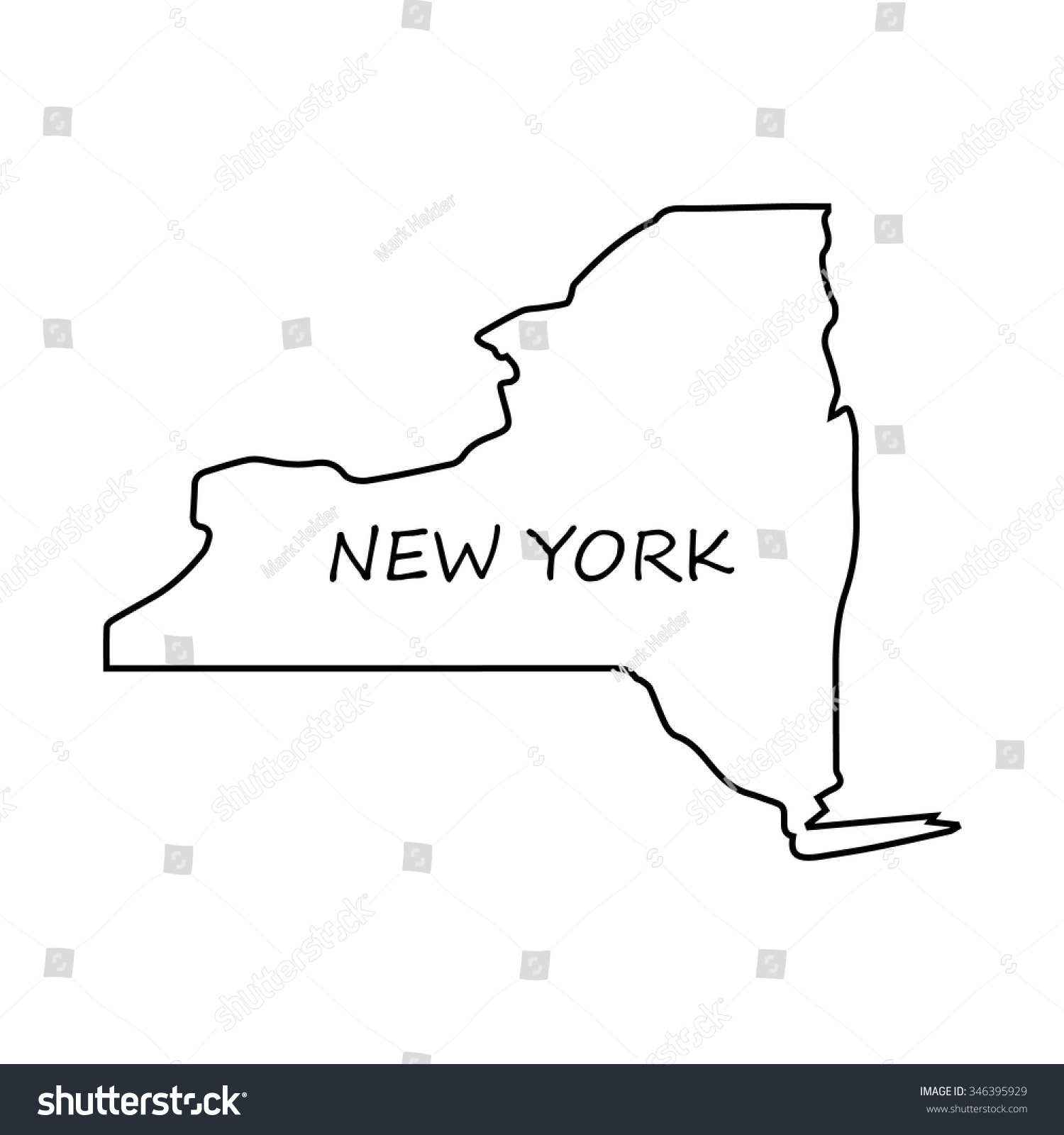 New York Map Stock Vector (Royalty Free) 346395929 | Shutterstock