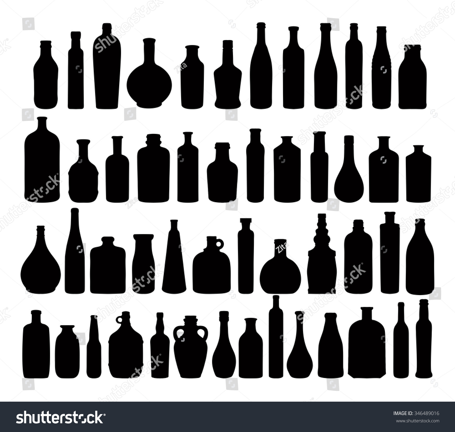 Silhouettes Bottles Vector Set Stock Vector (Royalty Free) 346489016 ...