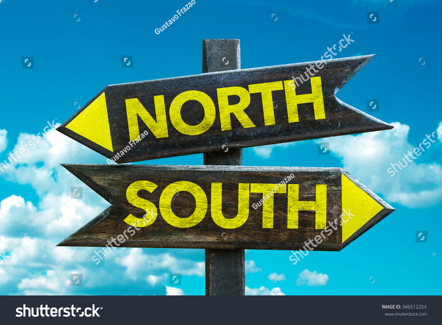 North South Signpost Sky Background Stock Photo 346512254 | Shutterstock