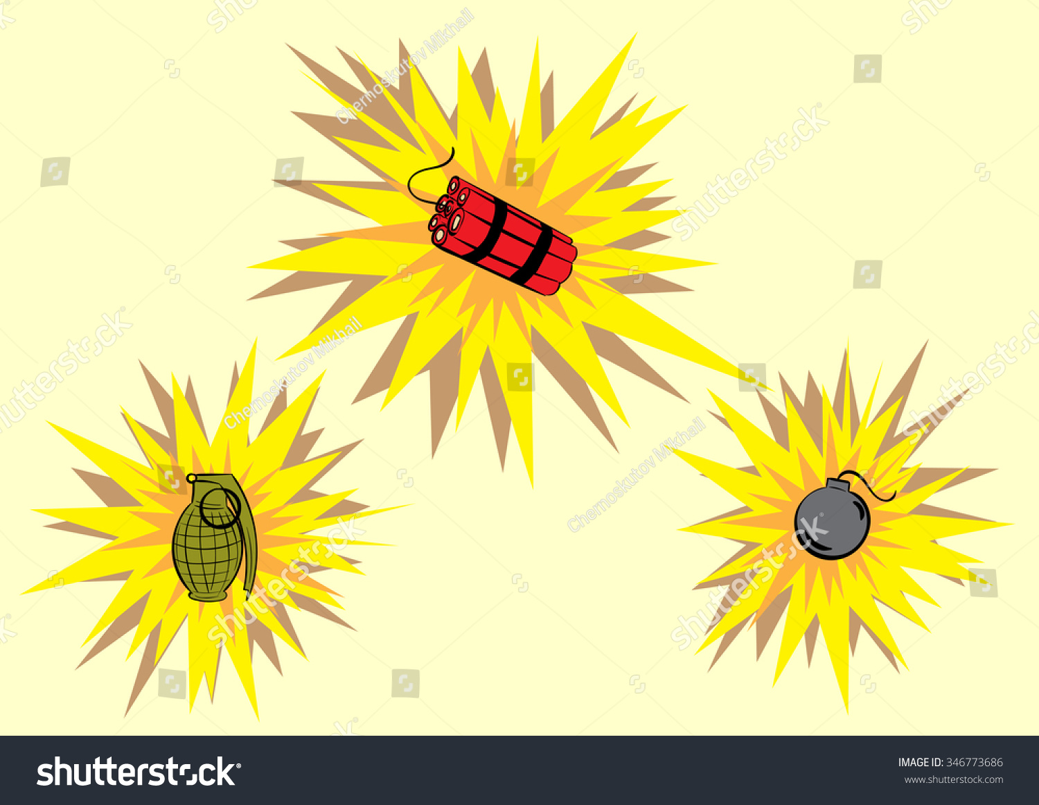 Clipart Dynamite Bomb Grenade During Explosion Stock Vector (royalty 