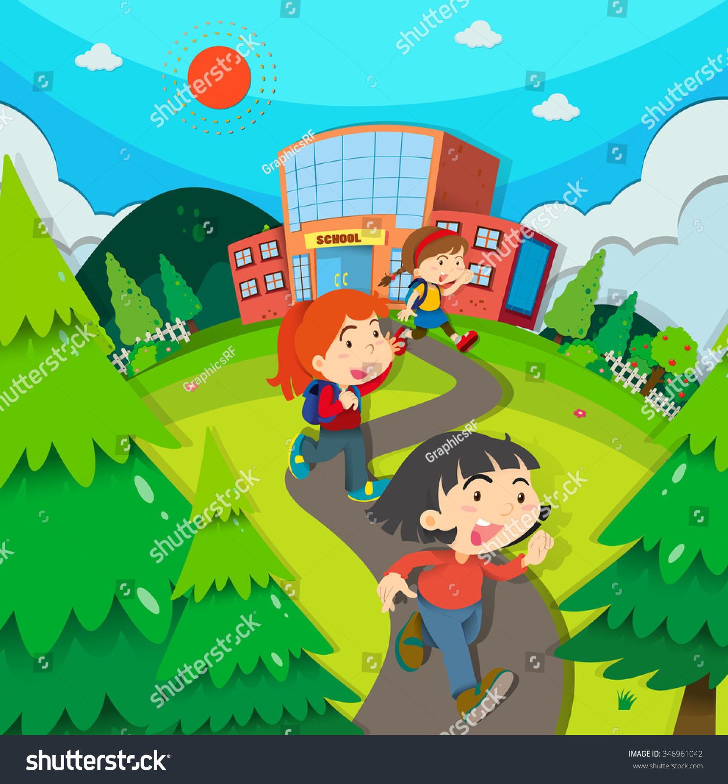 children-leaving-school-after-classes-illustration-stock-vector